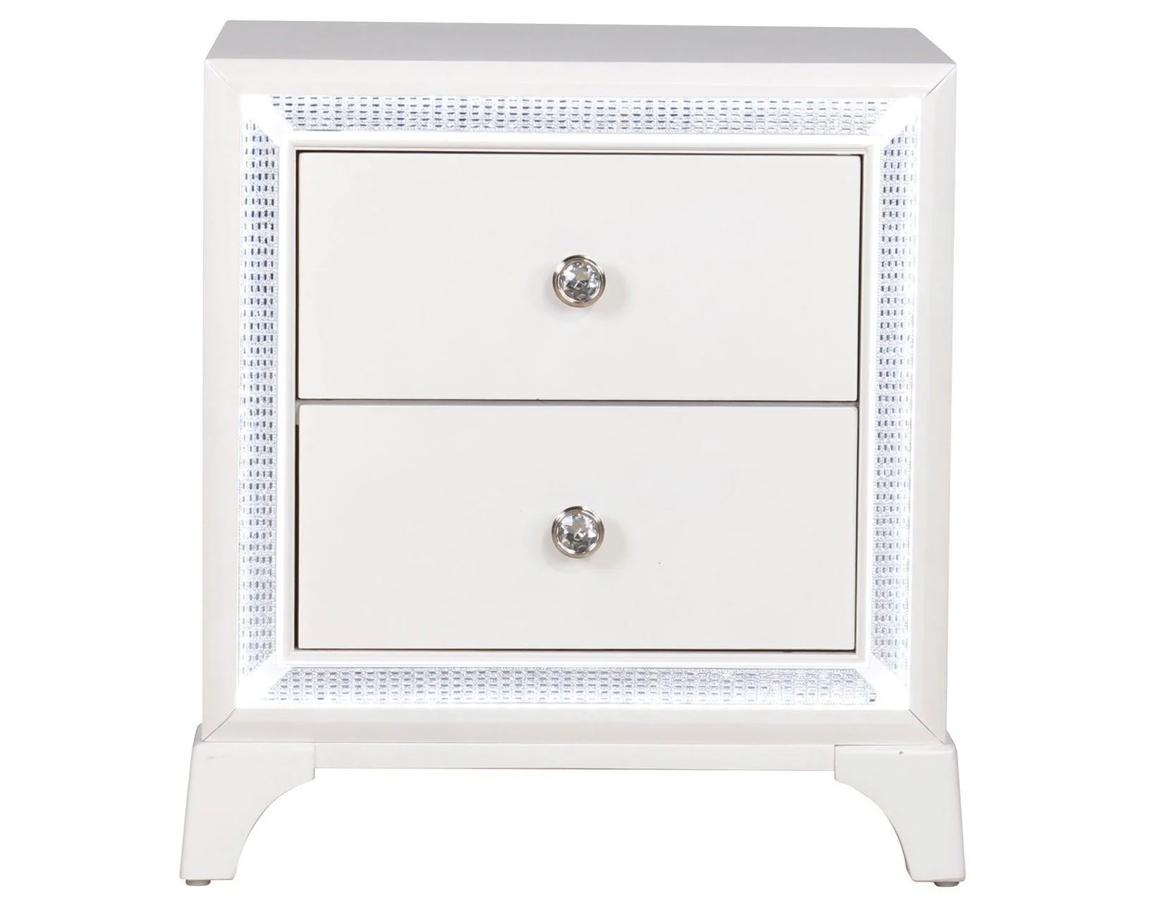 Cassie Illuminating Glam Nightstand, Shimmering Pearl Finish - Image 2