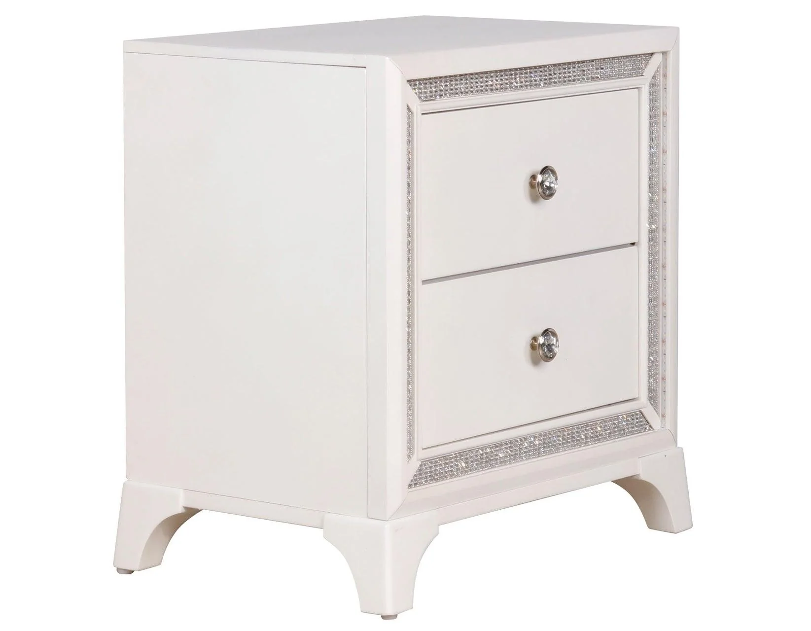 Cassie Illuminating Glam Nightstand, Shimmering Pearl Finish - Image 5