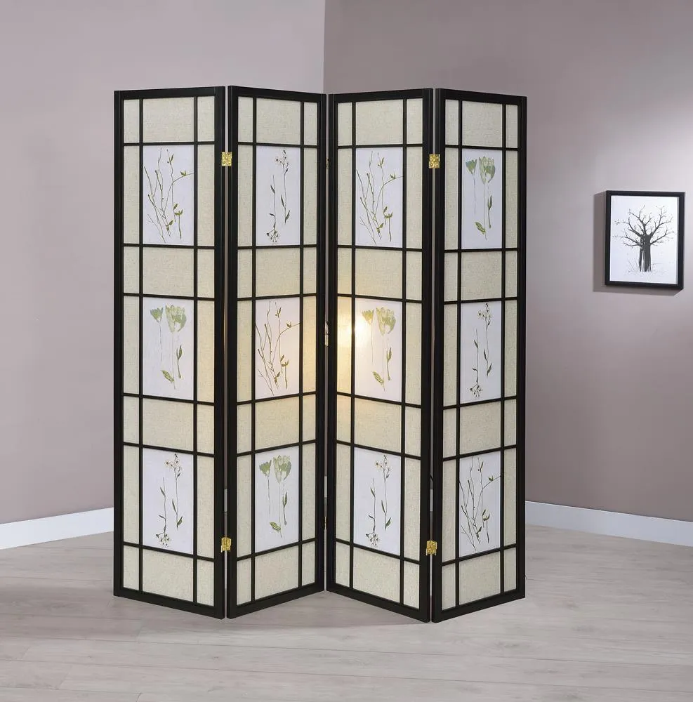 Catabella Multi-color 4-Panel Floral Print Folding Screen