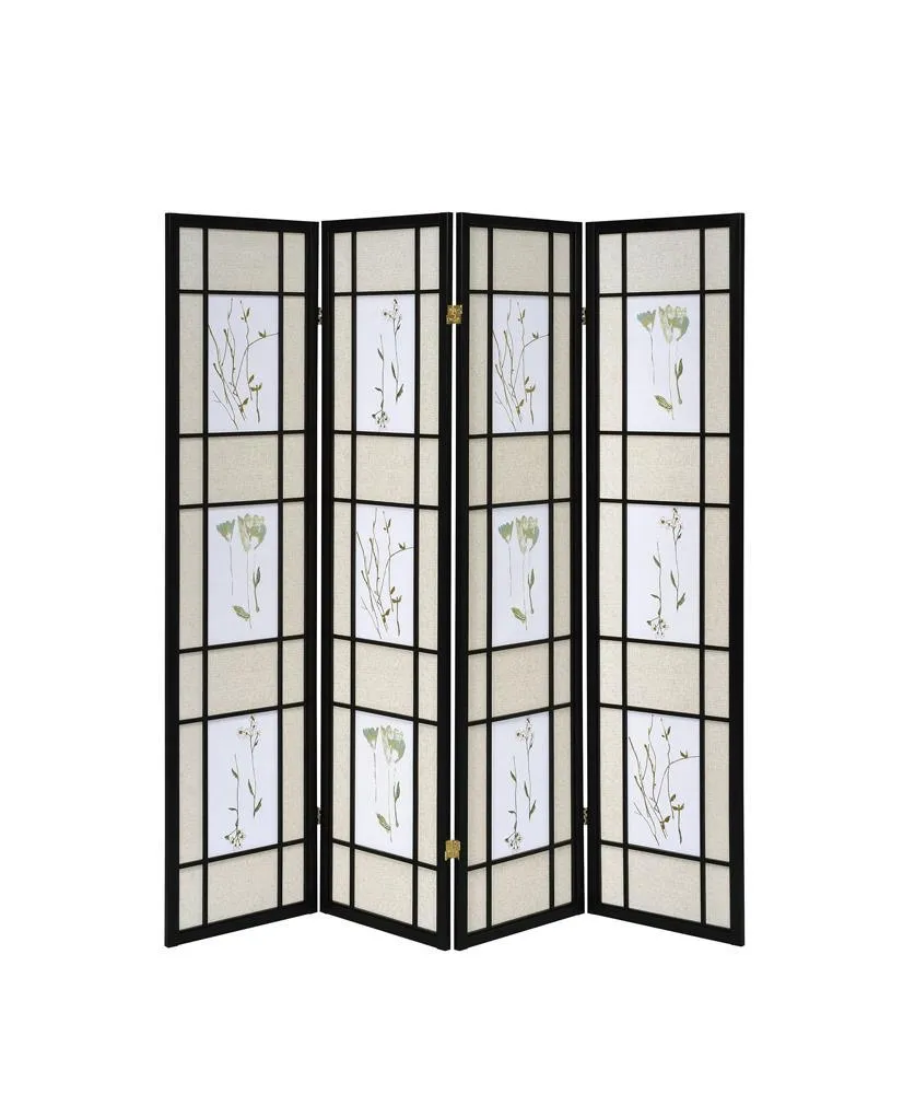 Catabella Multi-color 4-Panel Floral Print Folding Screen - Image 2