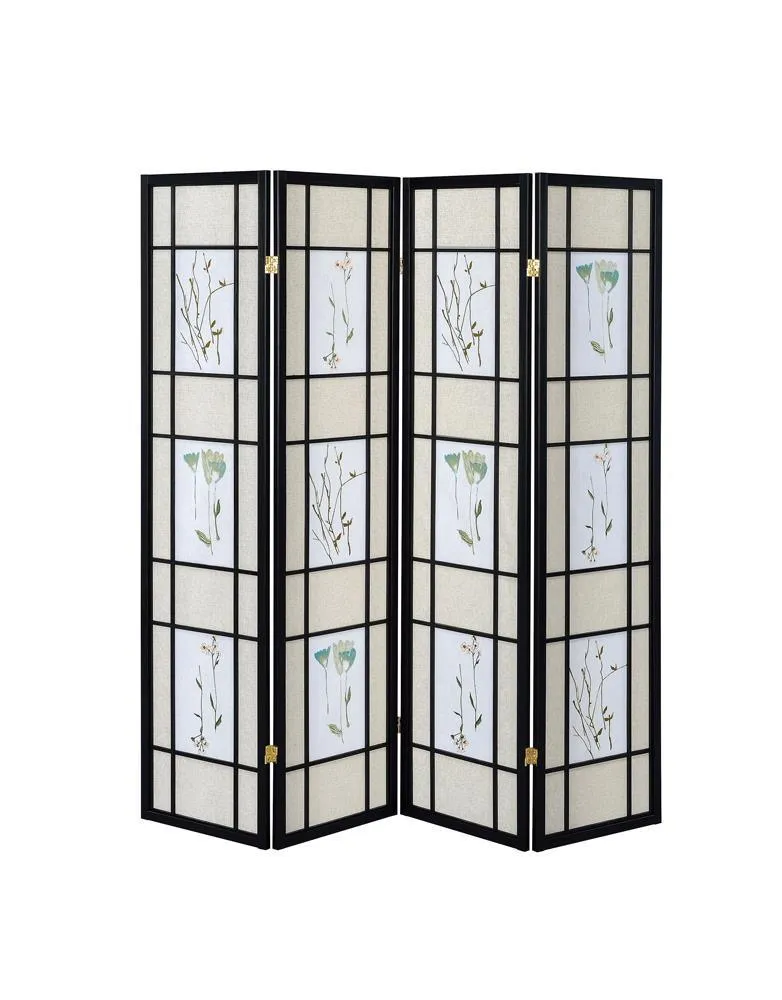 Catabella Multi-color 4-Panel Floral Print Folding Screen - Image 3