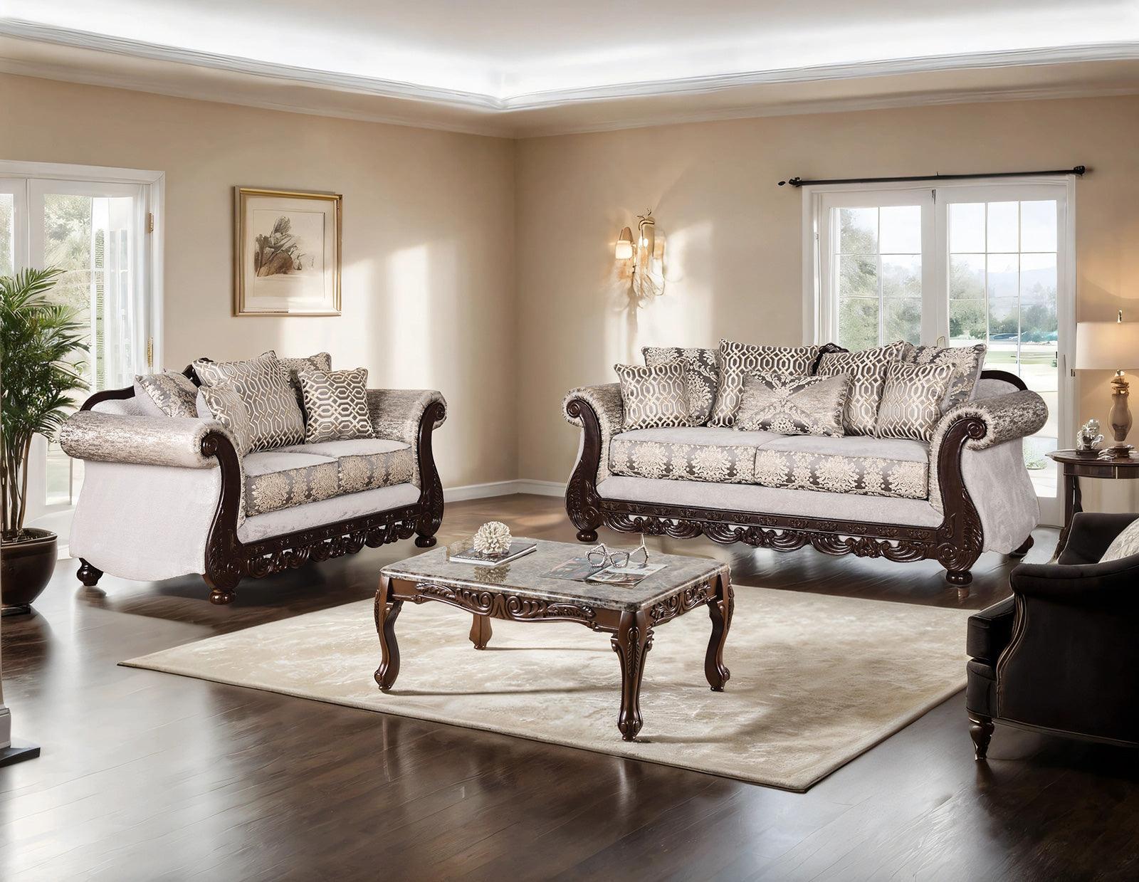 Catalonia Beige/Dark Cherry Loveseat - Image 7