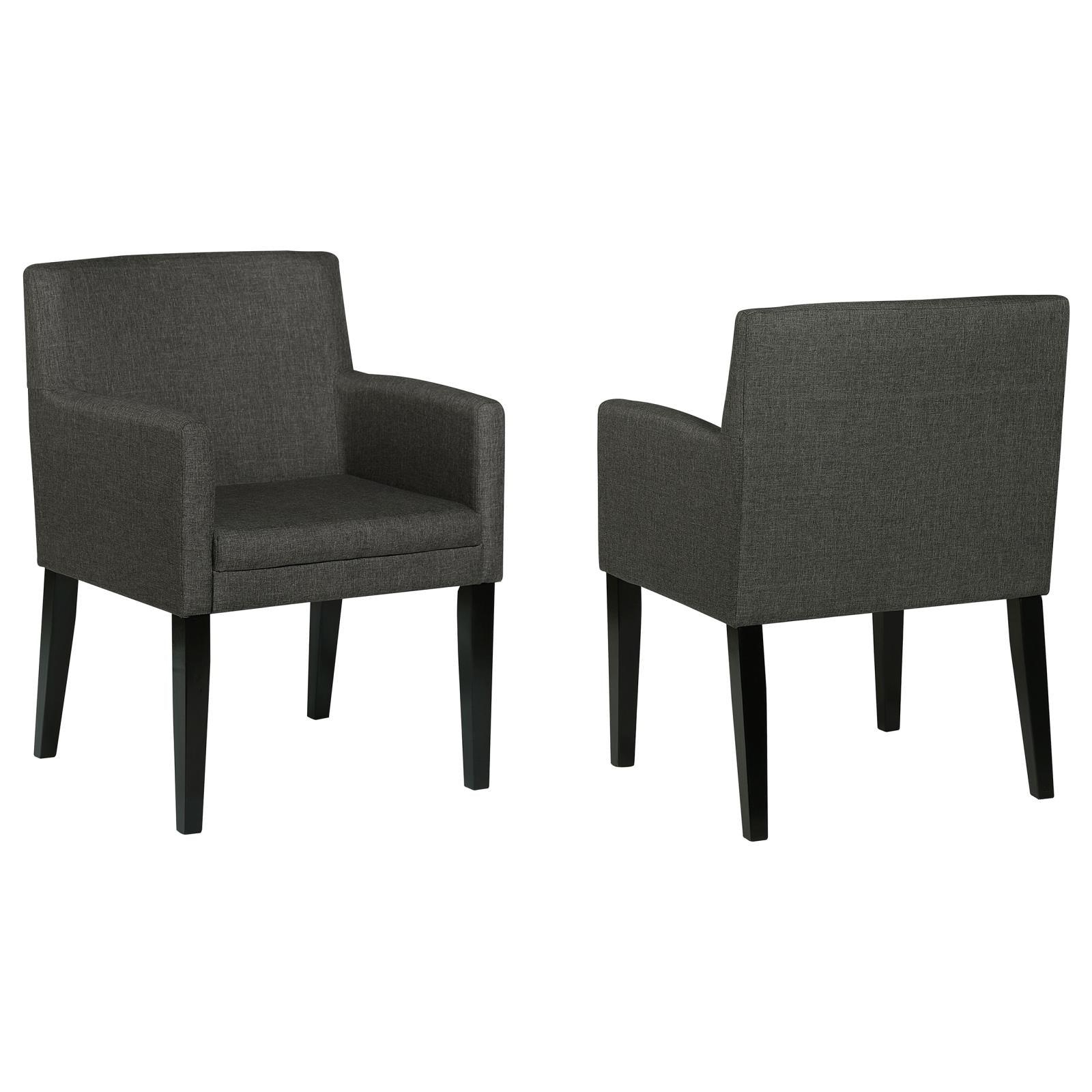 Catherine Upholstered Dining Arm Chair Charcoal Grey and Black (Set of 2) - Image 2