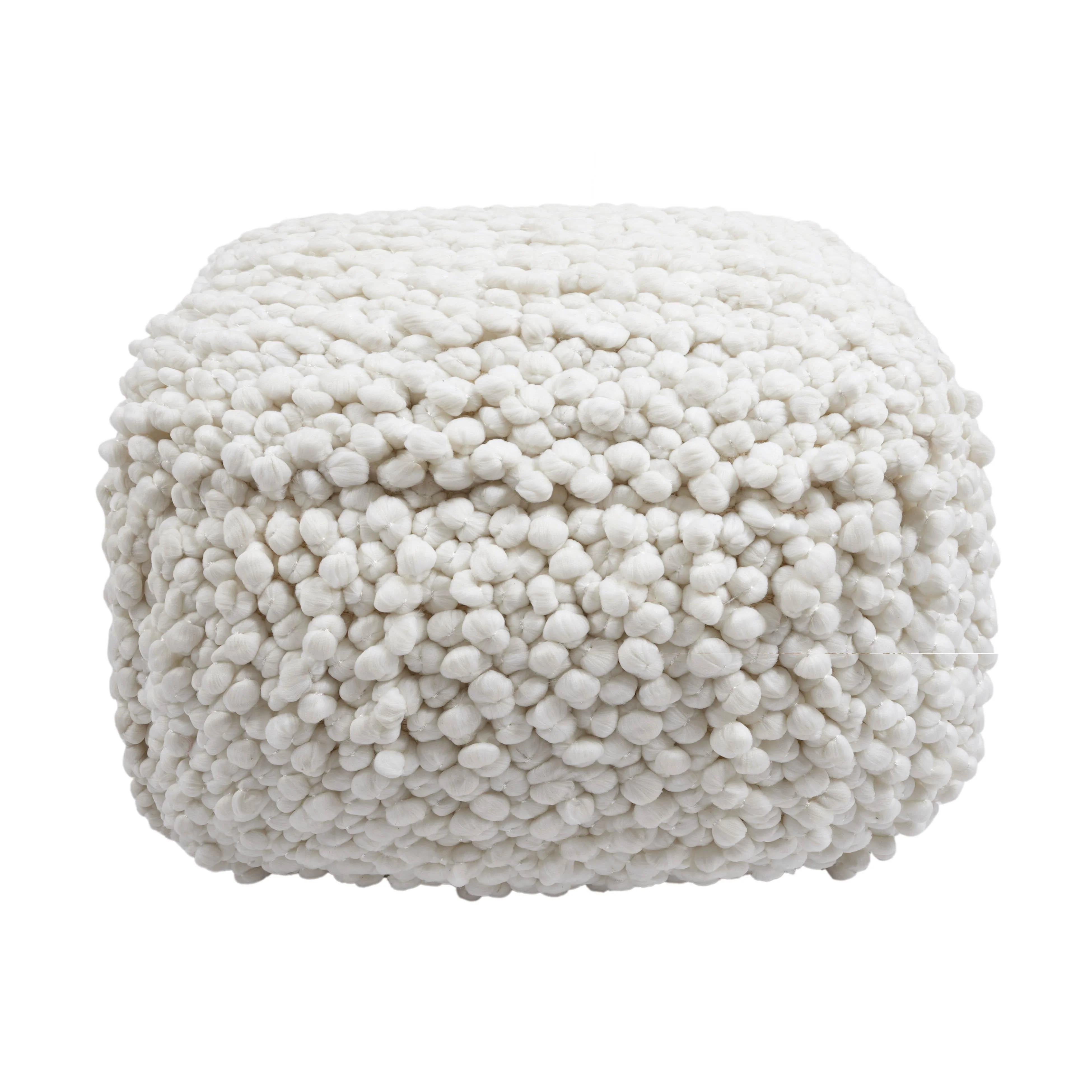 Cathy Cream Woven Pouf - Image 3