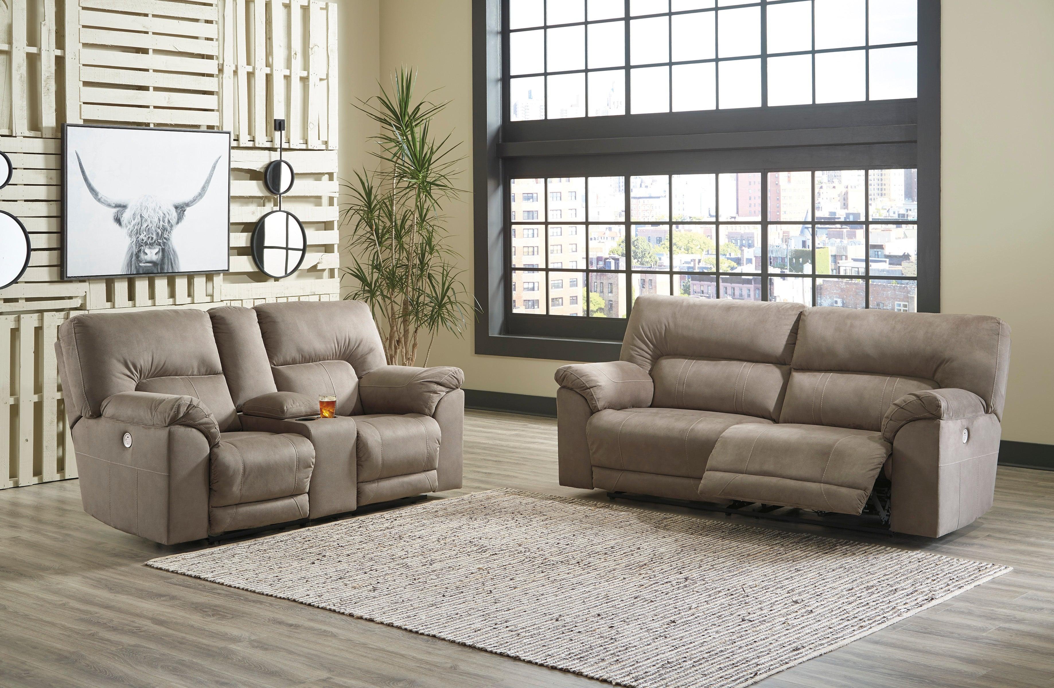 Cavalcade Slate Power Reclining Sofa and Loveseat