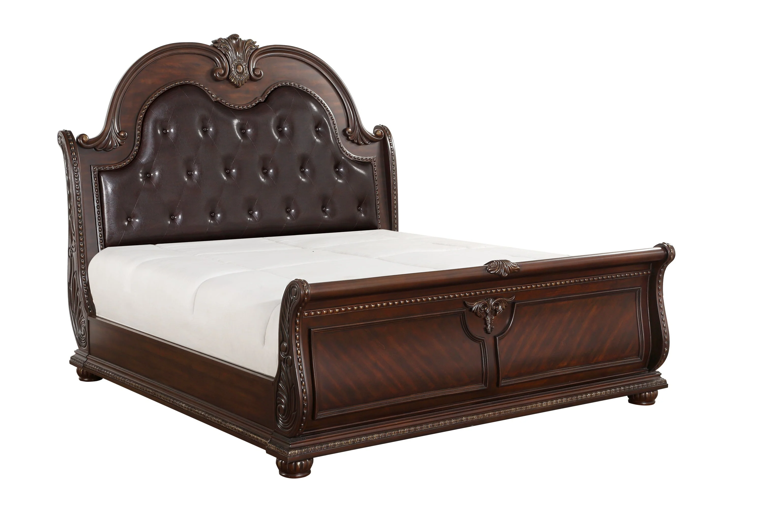 Cavalier Dark Cherry California King Upholstered Sleigh Bed - Image 2