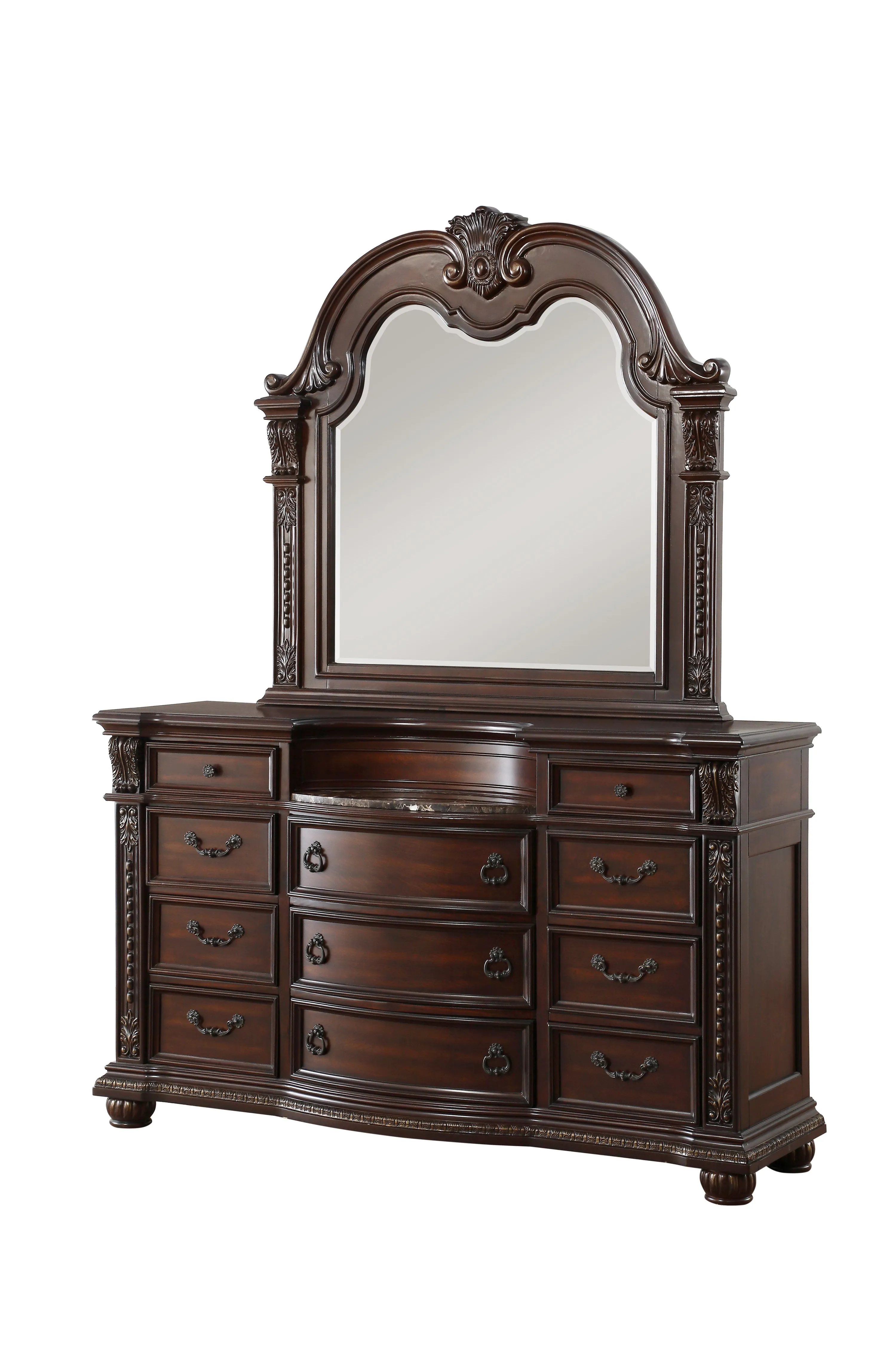 Cavalier Dark Cherry Upholstered Sleigh Bedroom Set - Image 3