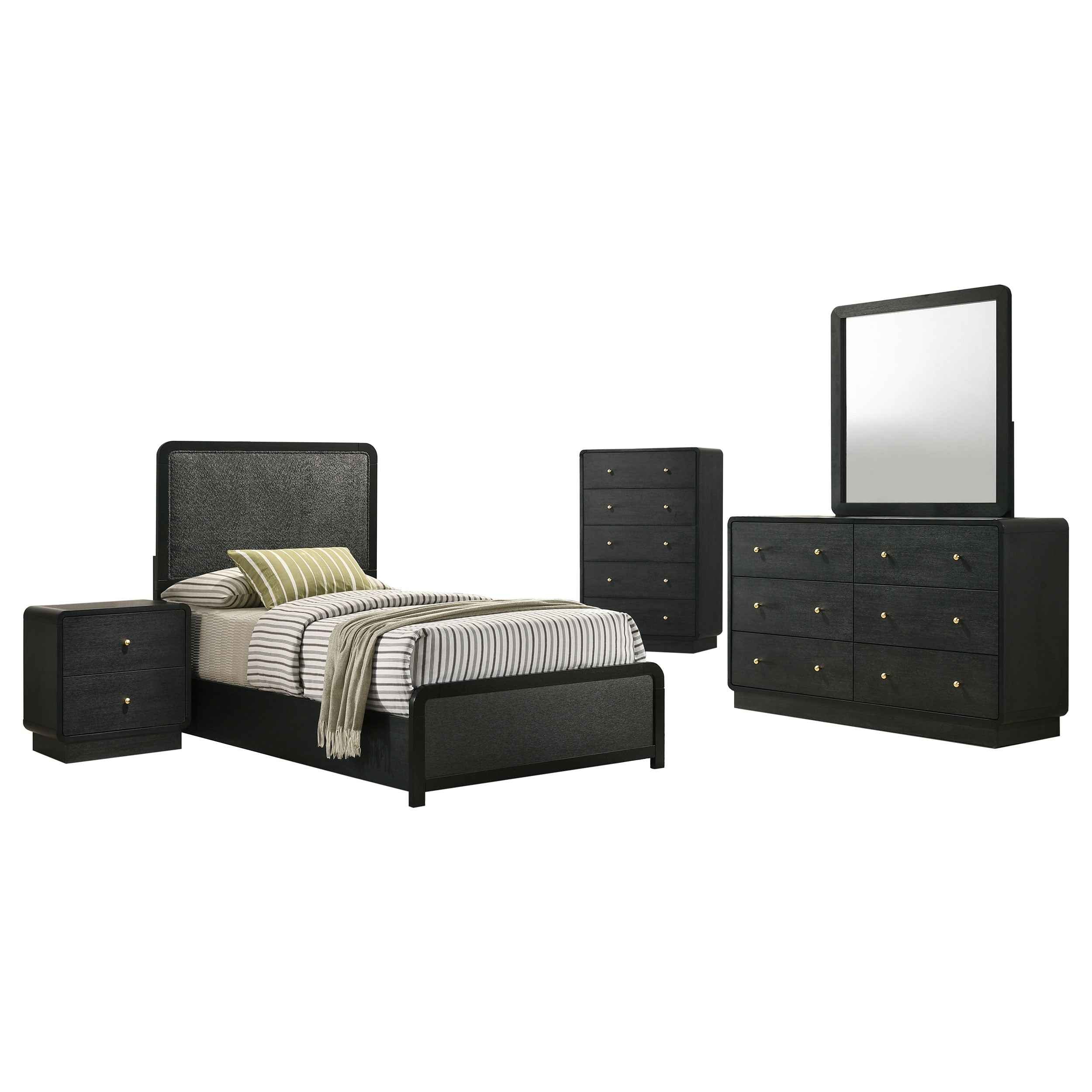 Cavelle Black 5-piece Twin Bedroom Set - Image 2