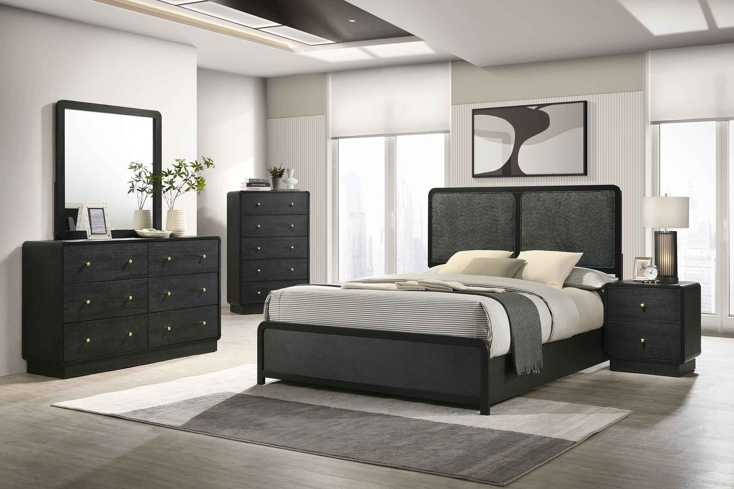 Cavelle Black 51-inch Upholstered Full Panel Bed - Image 12