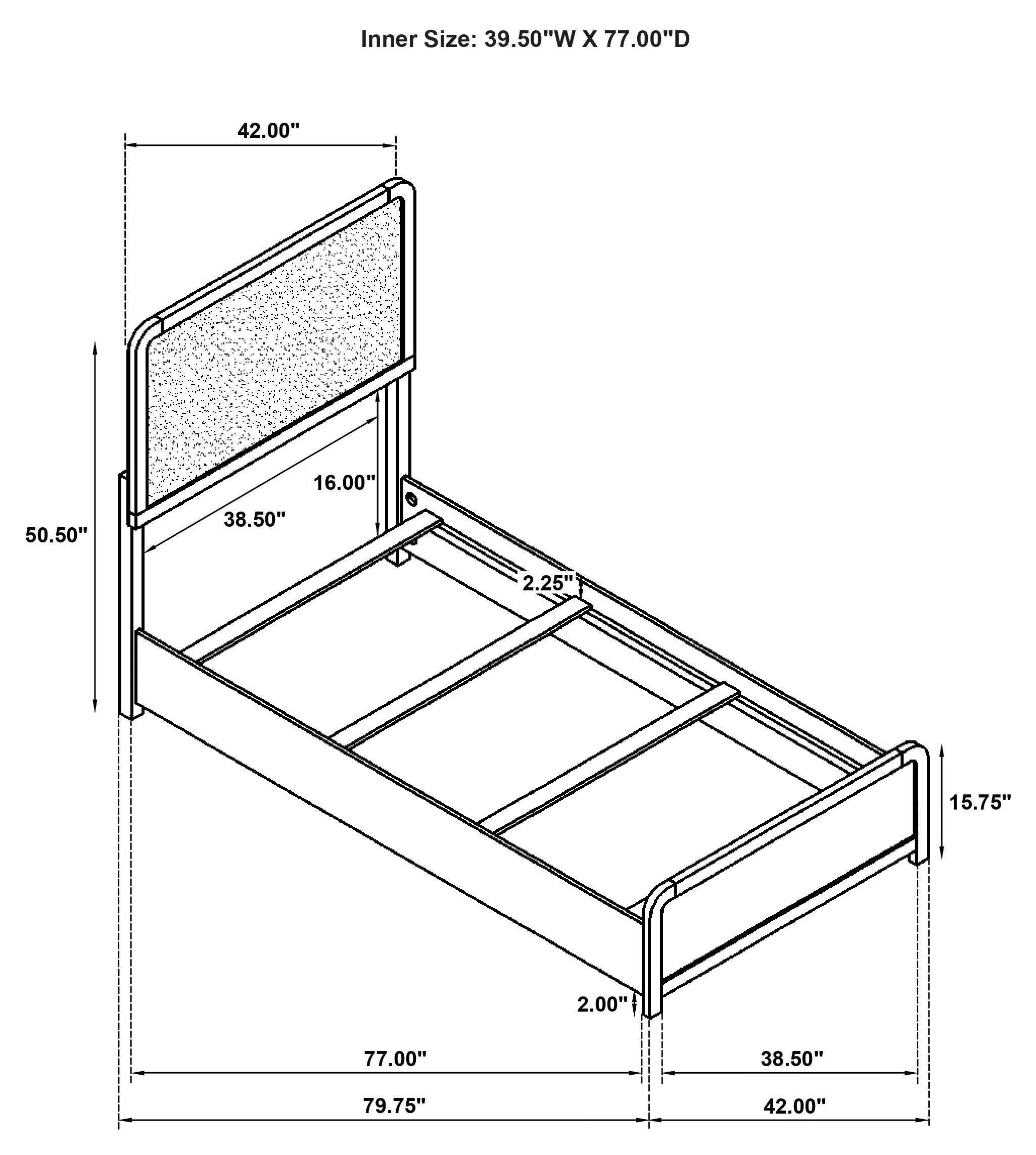 Cavelle Black 51-inch Upholstered Twin Panel Bed - Image 11