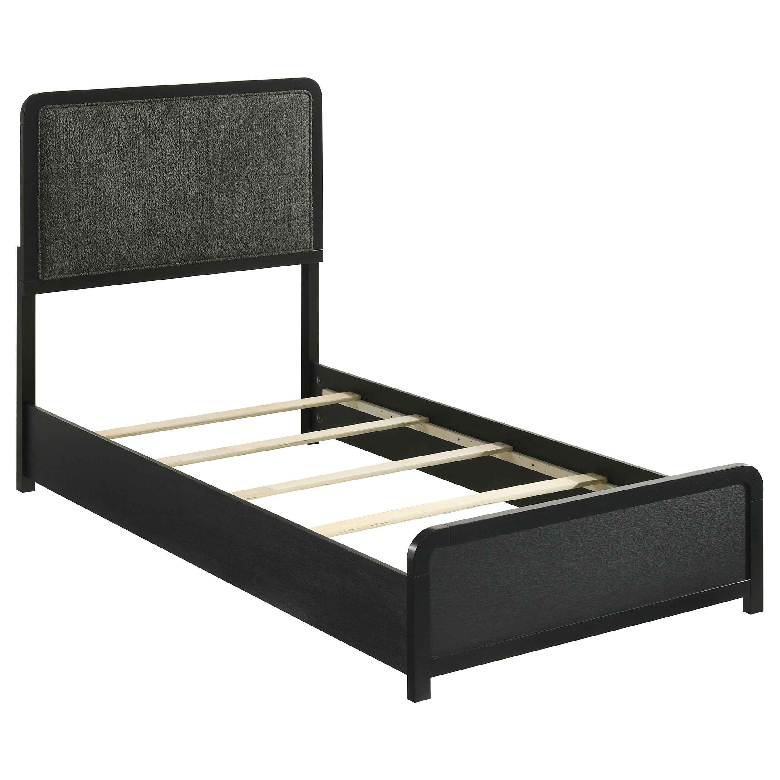 Cavelle Black 51-inch Upholstered Twin Panel Bed - Image 2