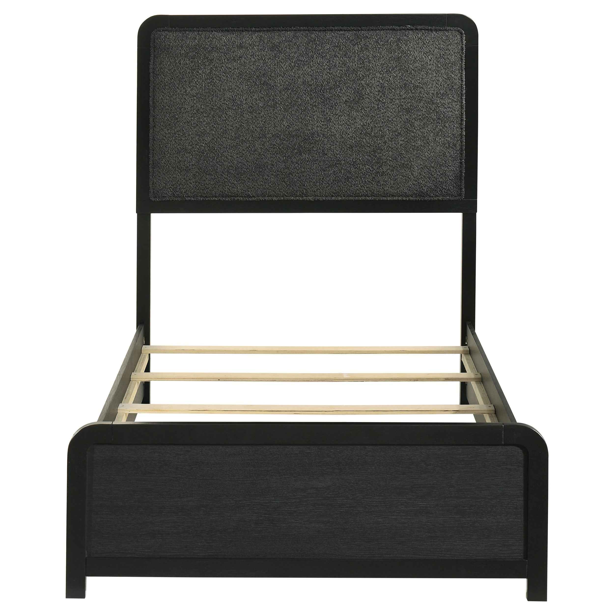 Cavelle Black 51-inch Upholstered Twin Panel Bed - Image 4