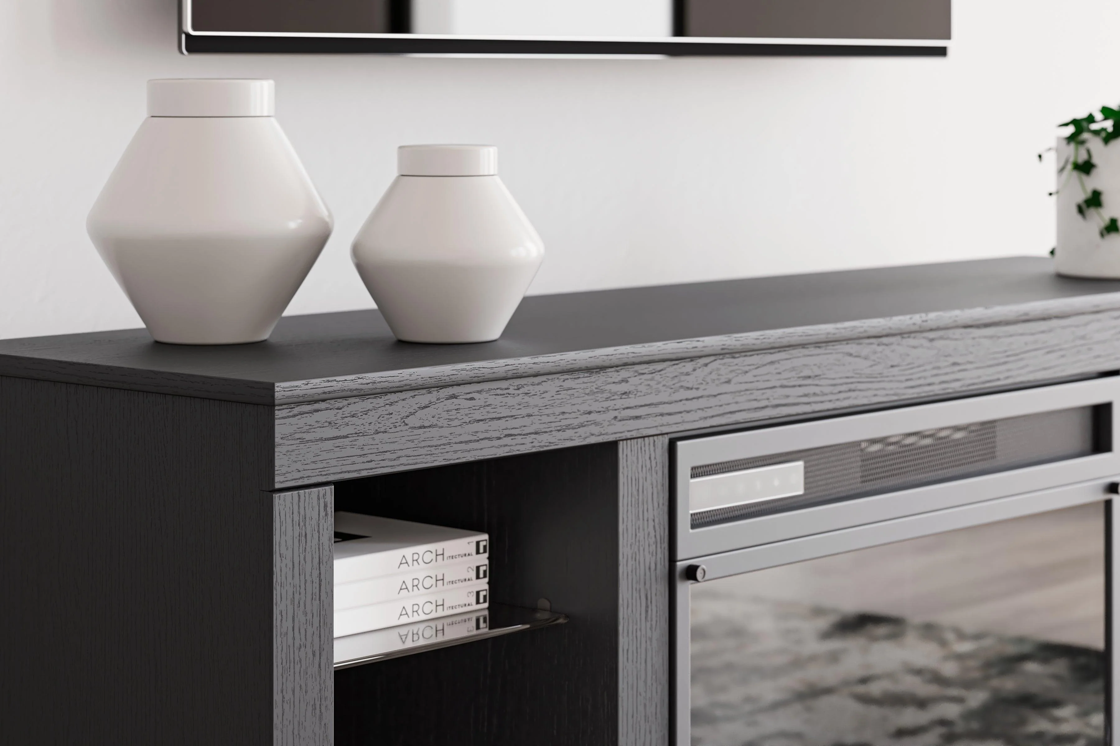 Cayberry Black 60" TV Stand with Electric Fireplace - Image 11