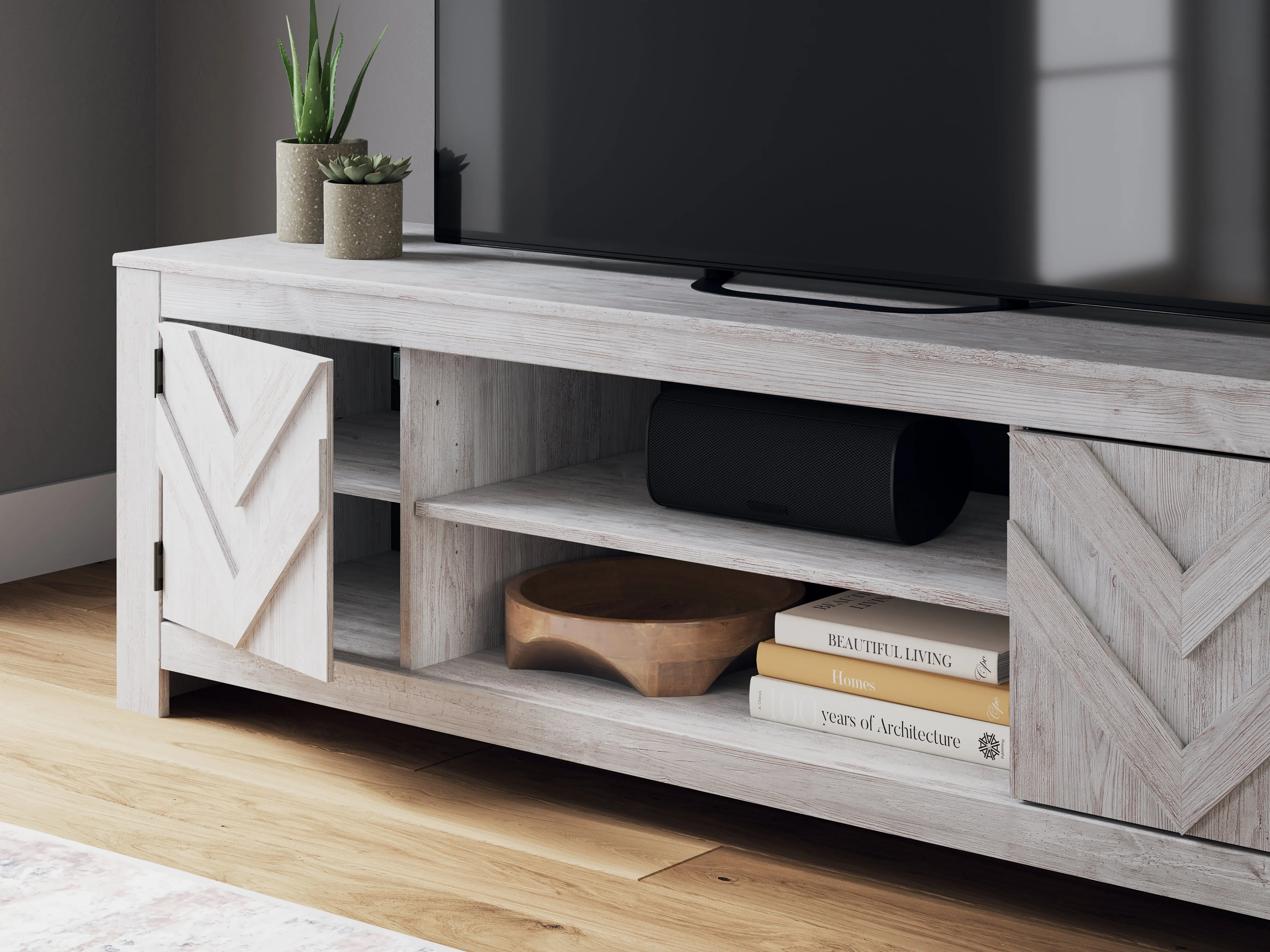 Cayboni Whitewash 71" TV Stand - Image 4