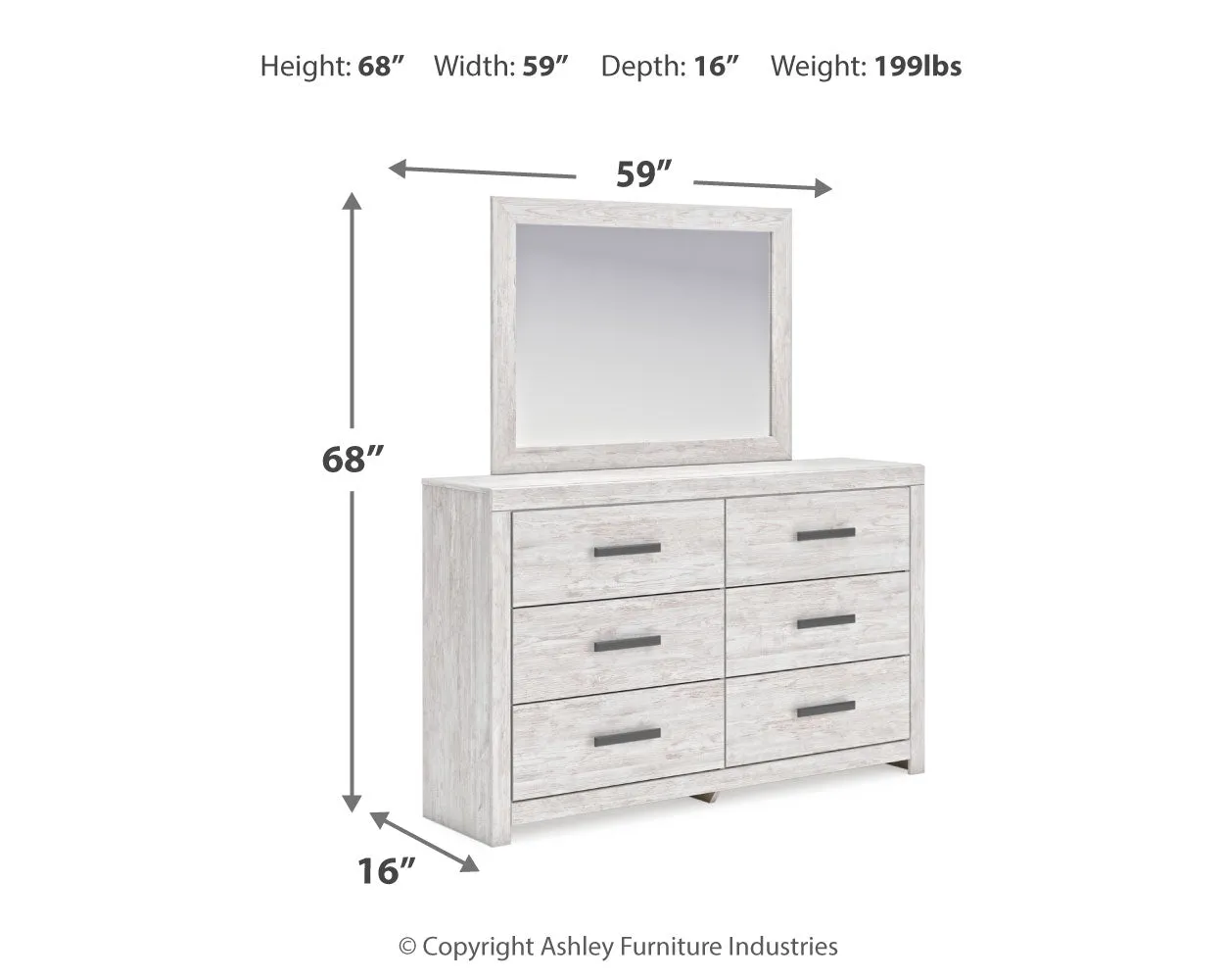 Cayboni Whitewash Bedroom Mirror - Image 2