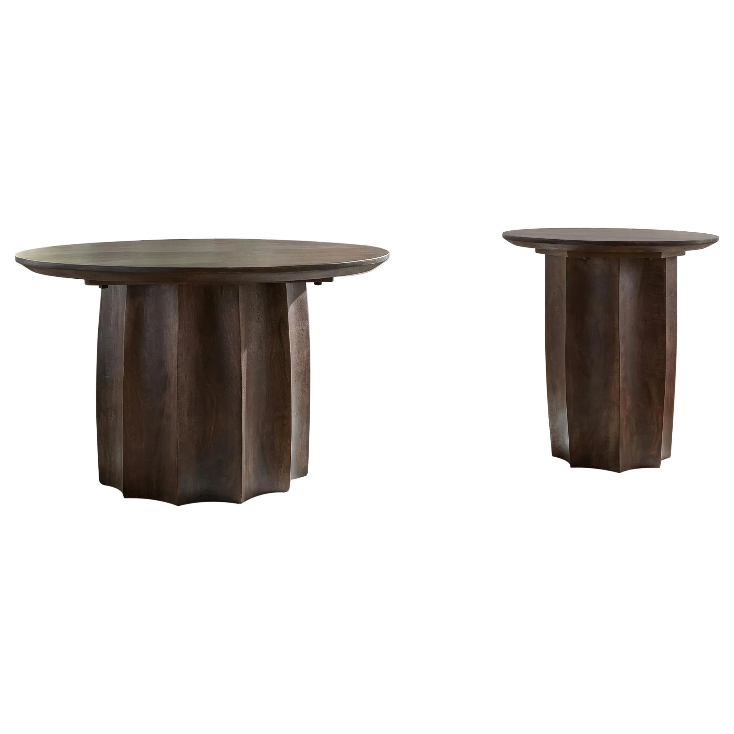 Cayenne Walnut 2-Piece Solid Mango Wood Coffee Table Set