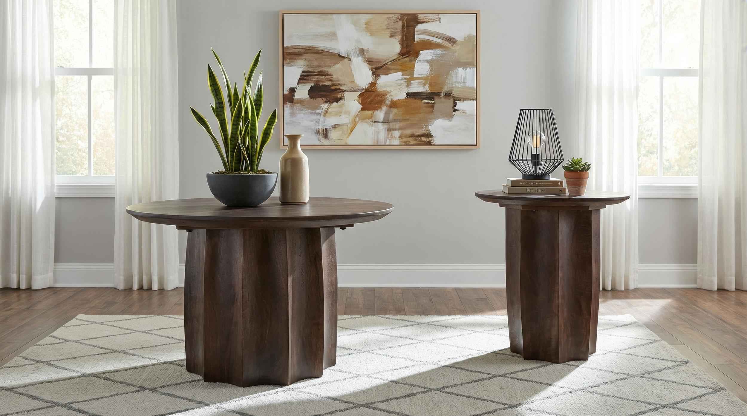 Cayenne Walnut 2-Piece Solid Mango Wood Coffee Table Set - Image 2
