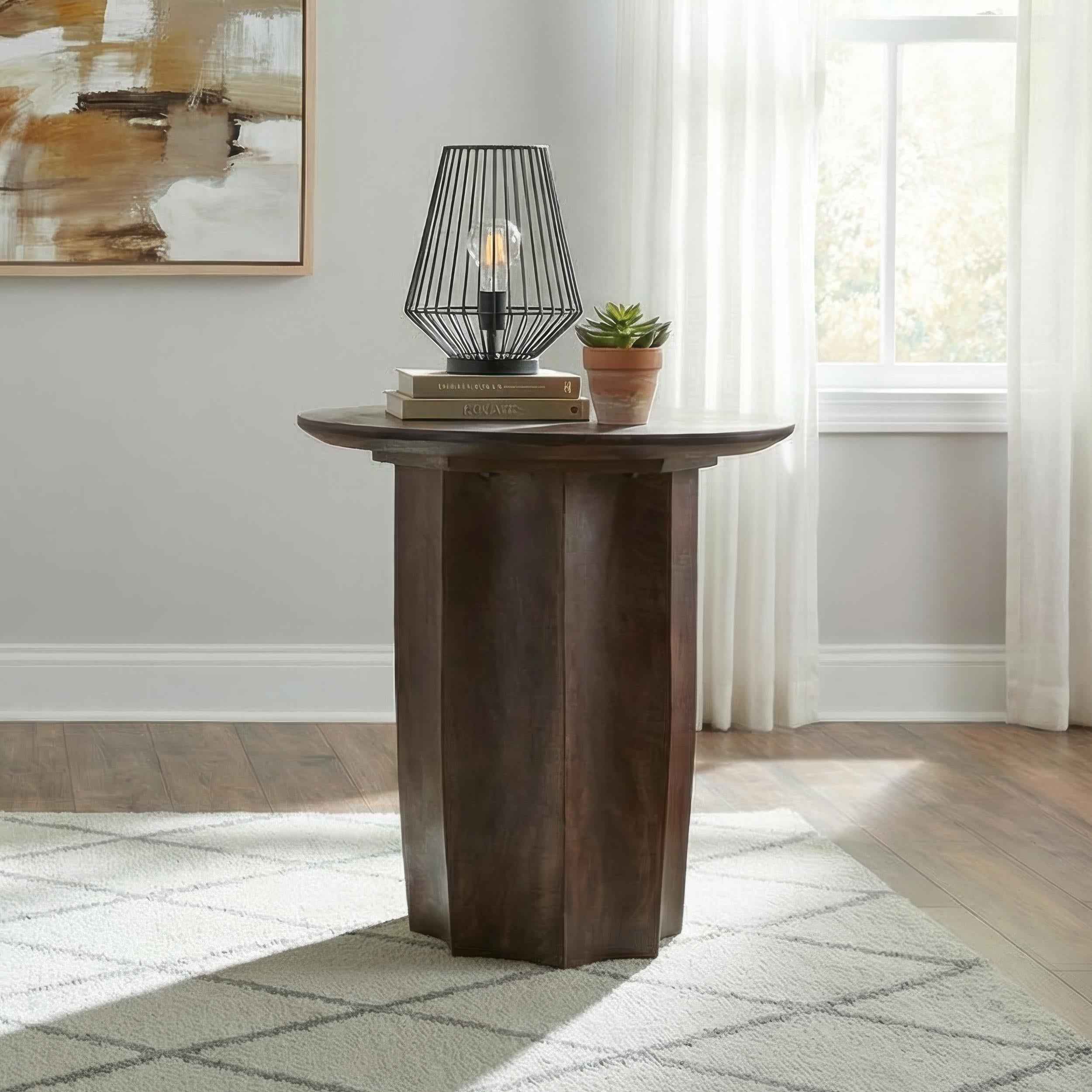 Cayenne Walnut Solid Mango Wood Accent Side End Table