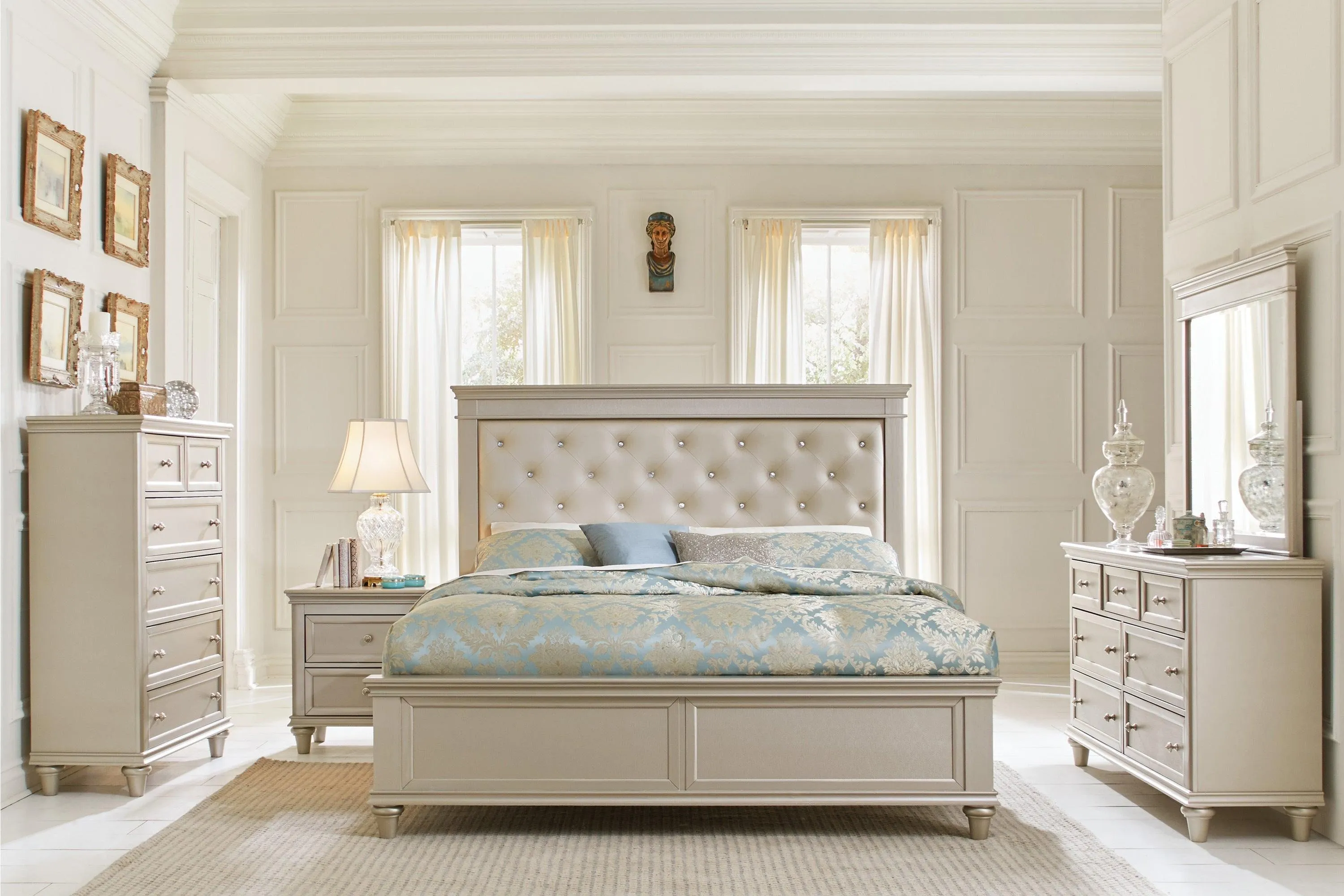 Celandine Silver King Upholstered Panel Bed - Image 2