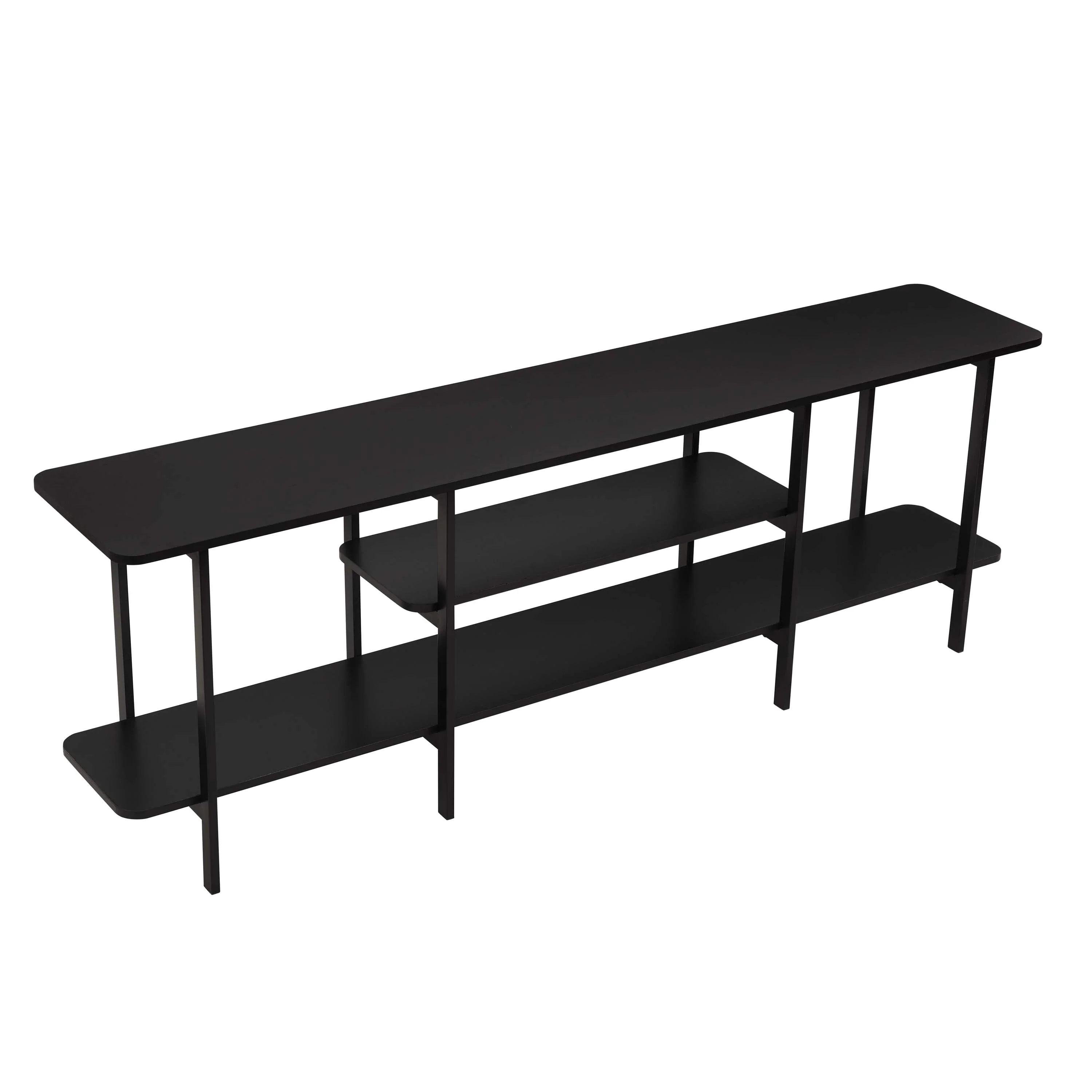 Celine Side 3 Tier Shelf Table Console in Black - Image 8