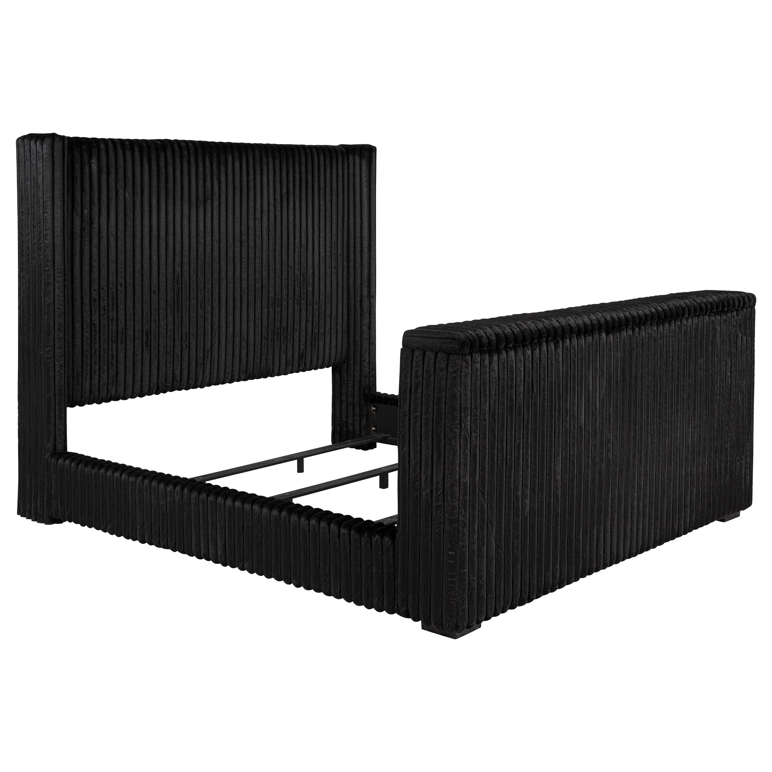 Centergrove Black Upholstered California King Wingback TV Bed - Image 3