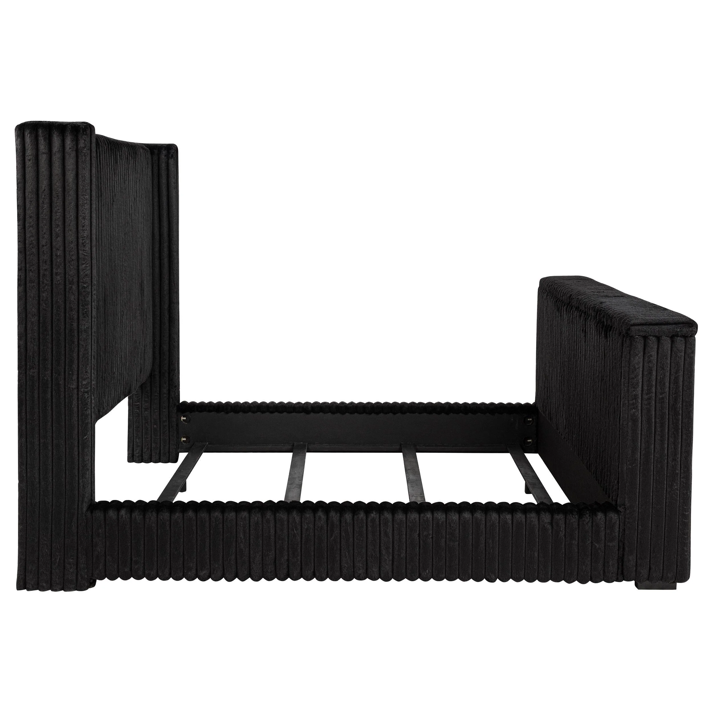 Centergrove Black Upholstered California King Wingback TV Bed - Image 6