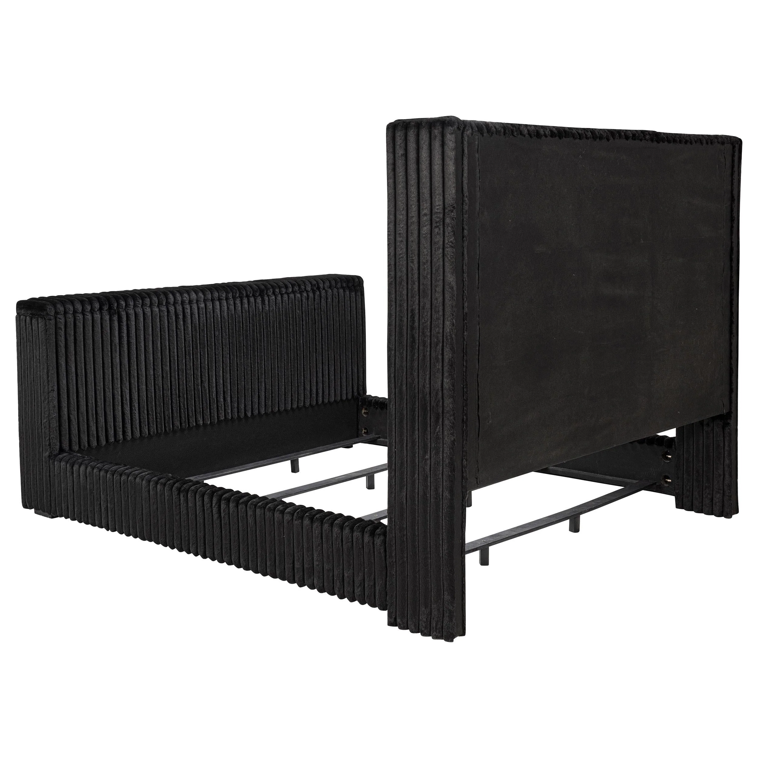 Centergrove Black Upholstered Eastern King Wingback TV Bed - Image 7