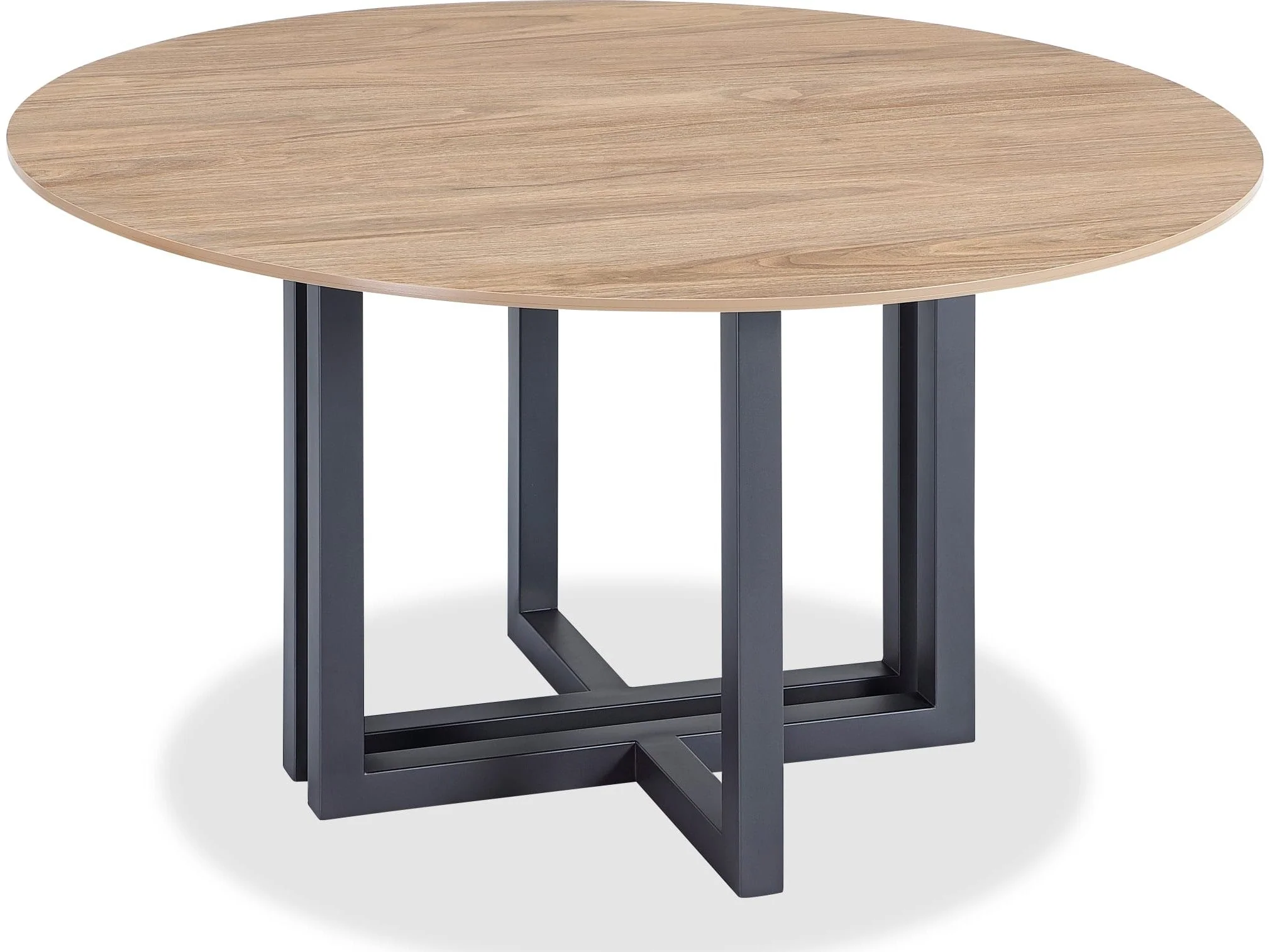 CEO Gunmetal/Washed Oak Wood Pattern Round Sintered Stone Dining Table