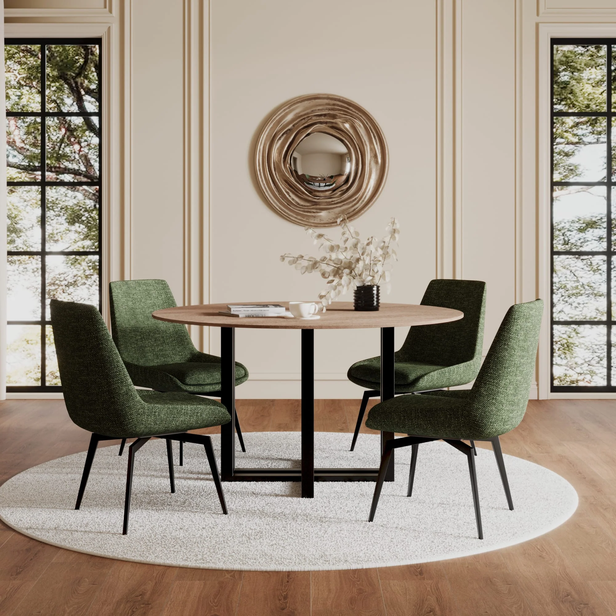 CEO Gunmetal/Washed Oak Wood Pattern Round Sintered Stone Dining Table - Image 8
