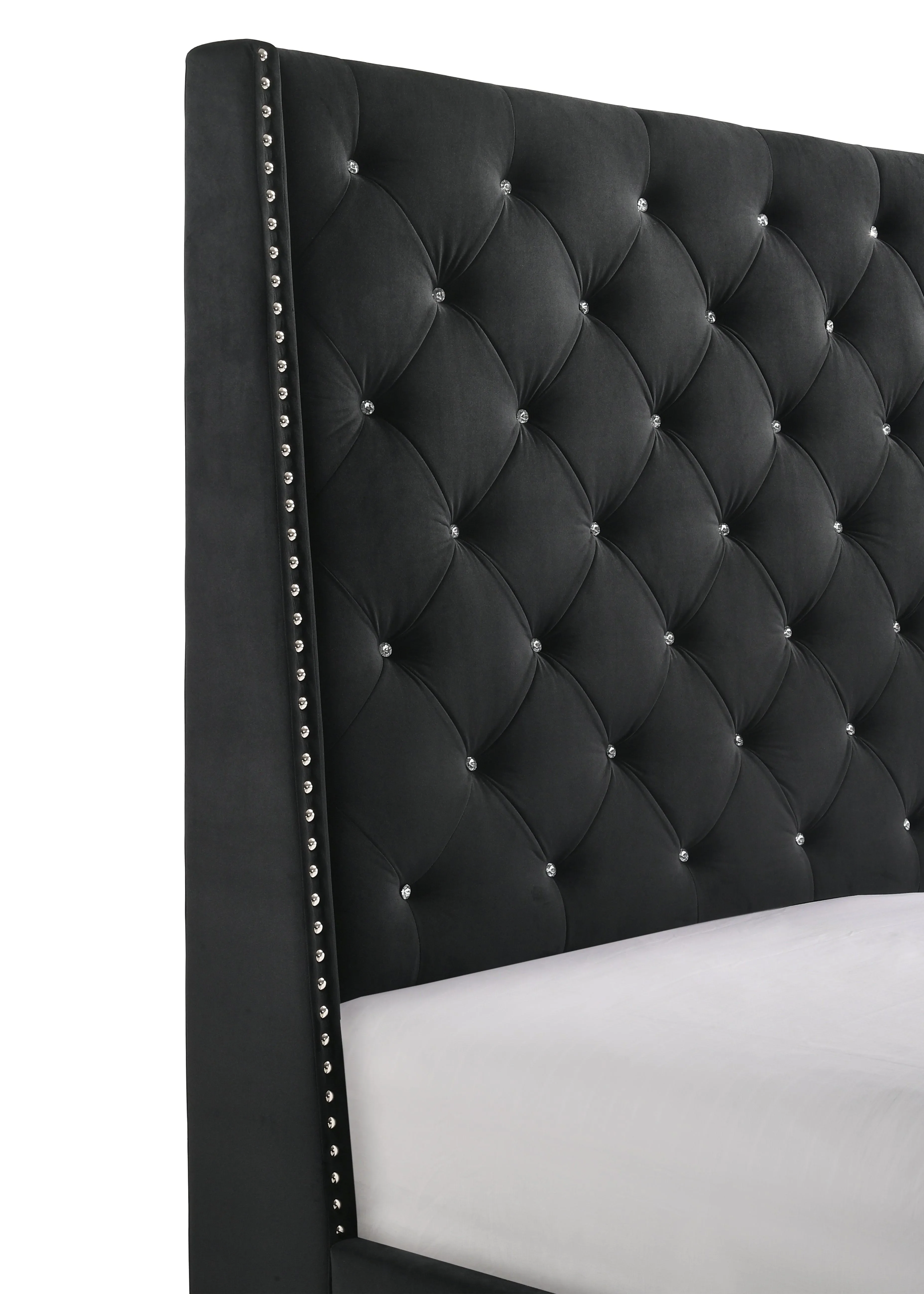 Chantilly Black Velvet King Upholstered Bed - Image 4