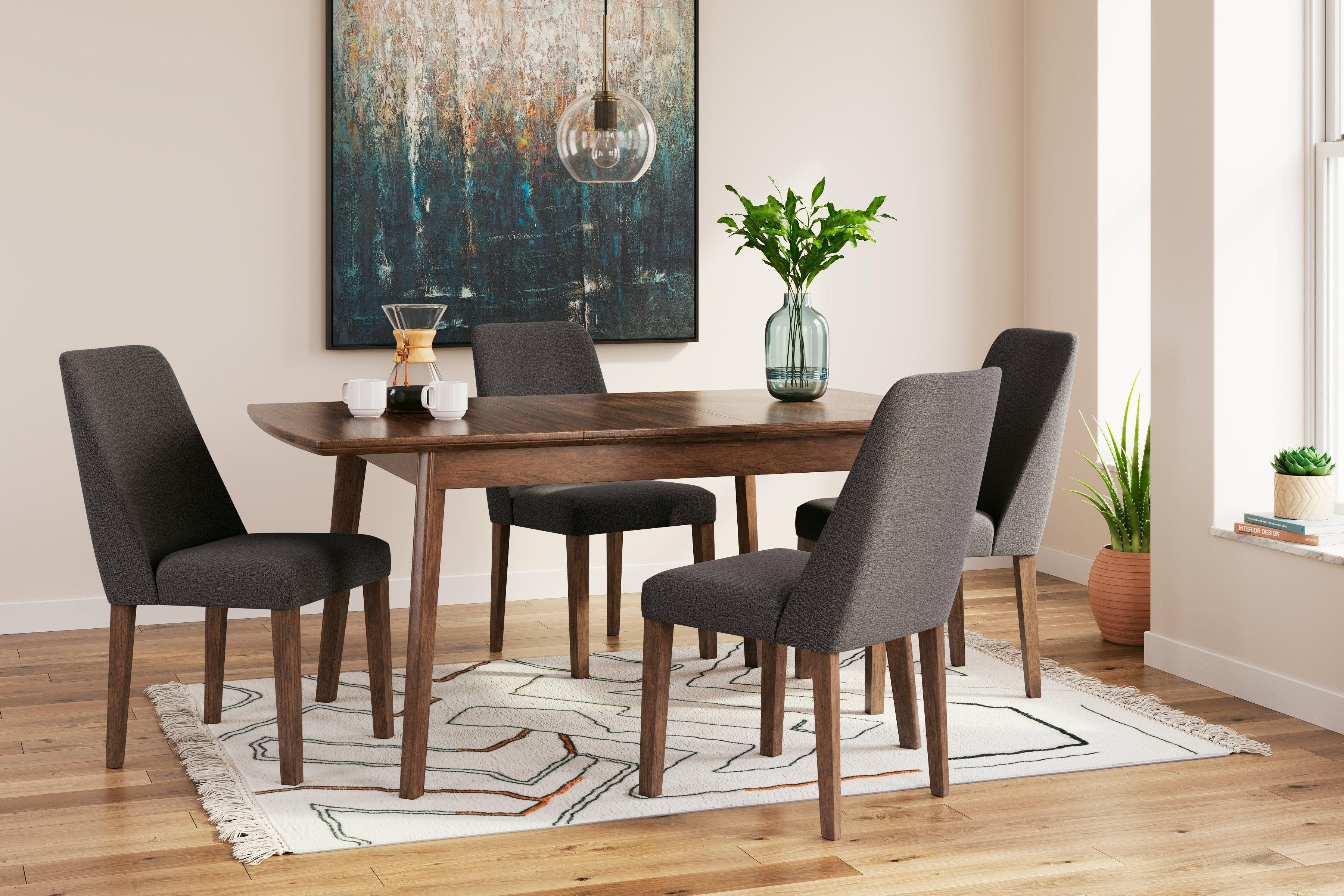 Lyncott Charcoal/Brown Dining Table and 4 Chairs