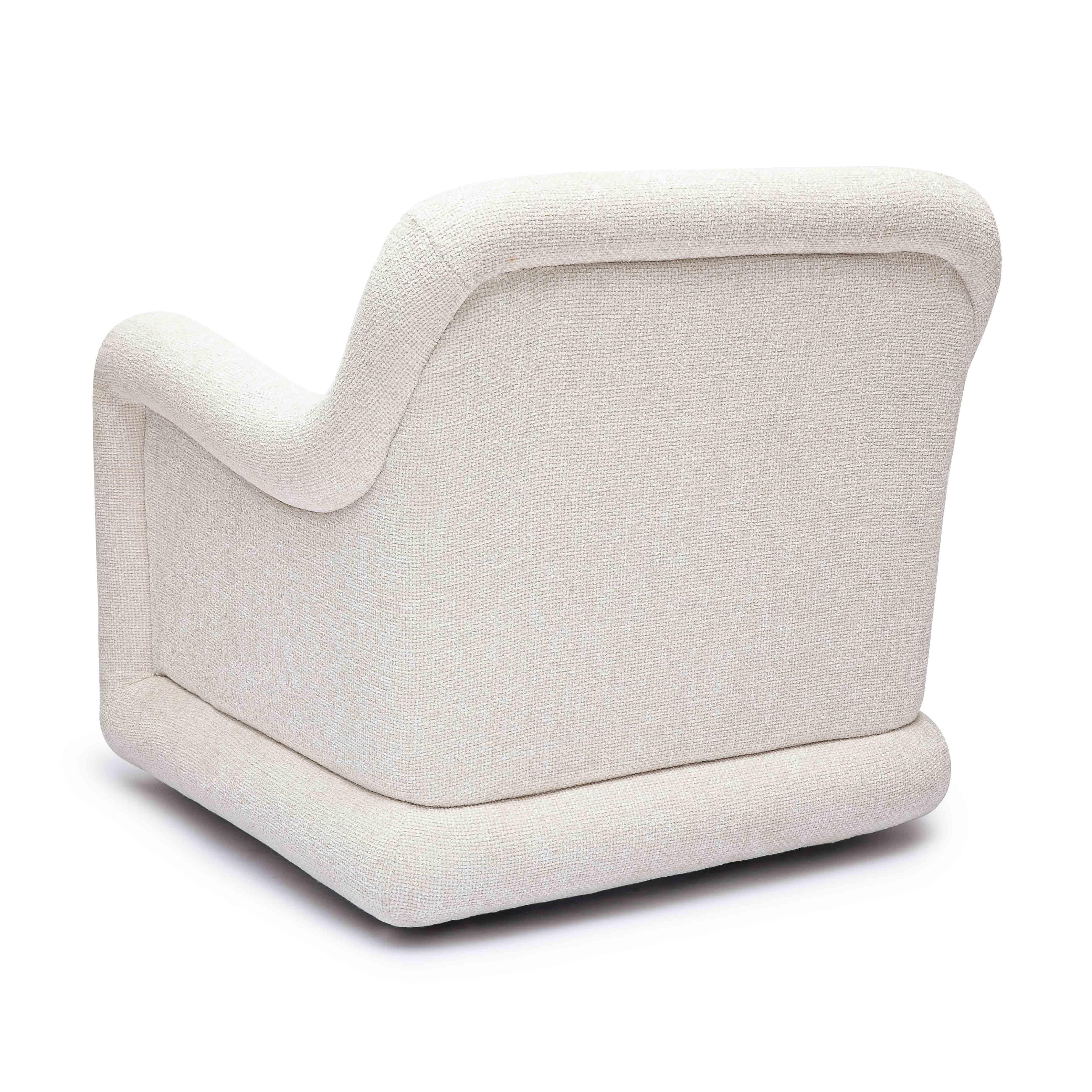 Charli Cream Performance Basketweave Chenille Swivel Chair - Image 4