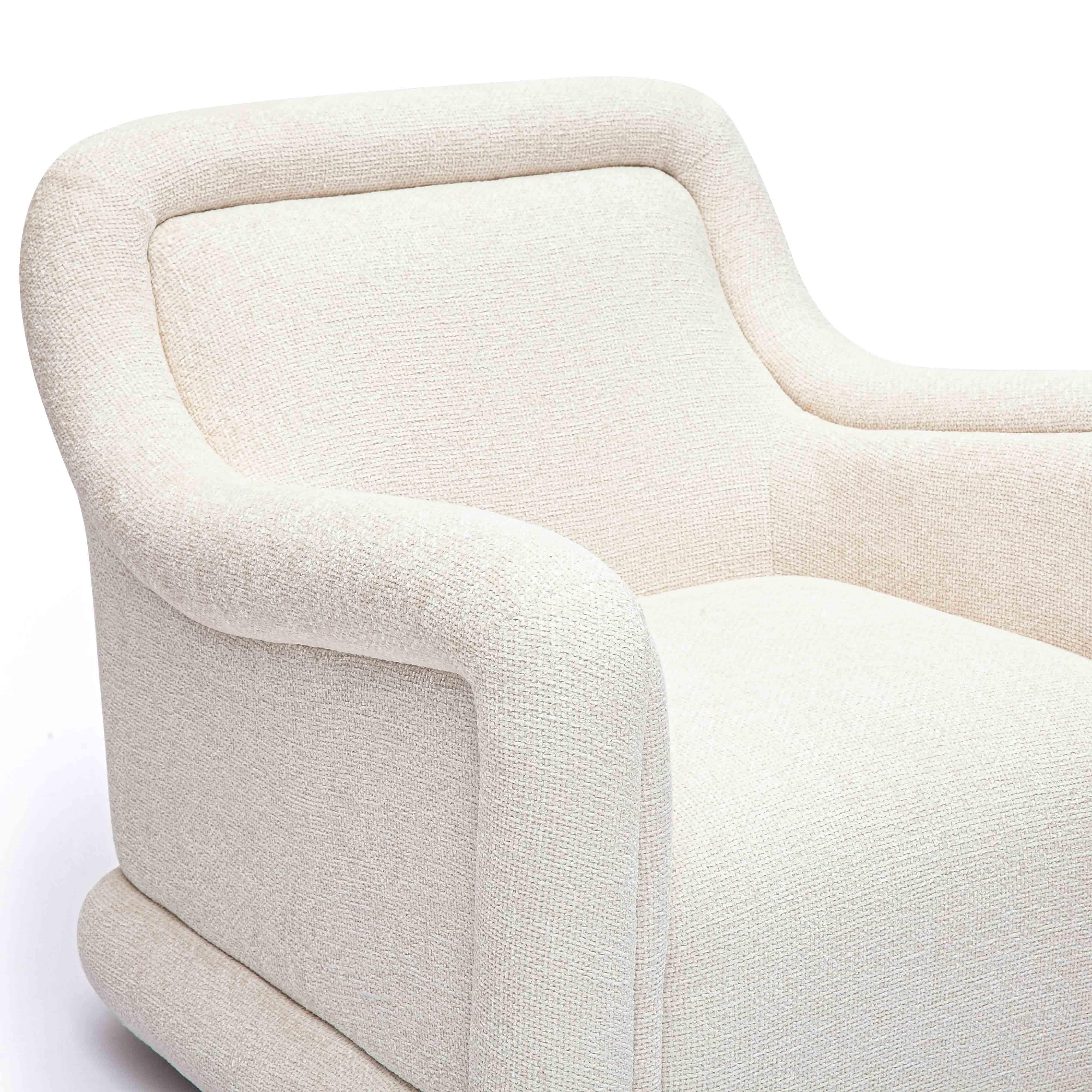 Charli Cream Performance Basketweave Chenille Swivel Chair - Image 5