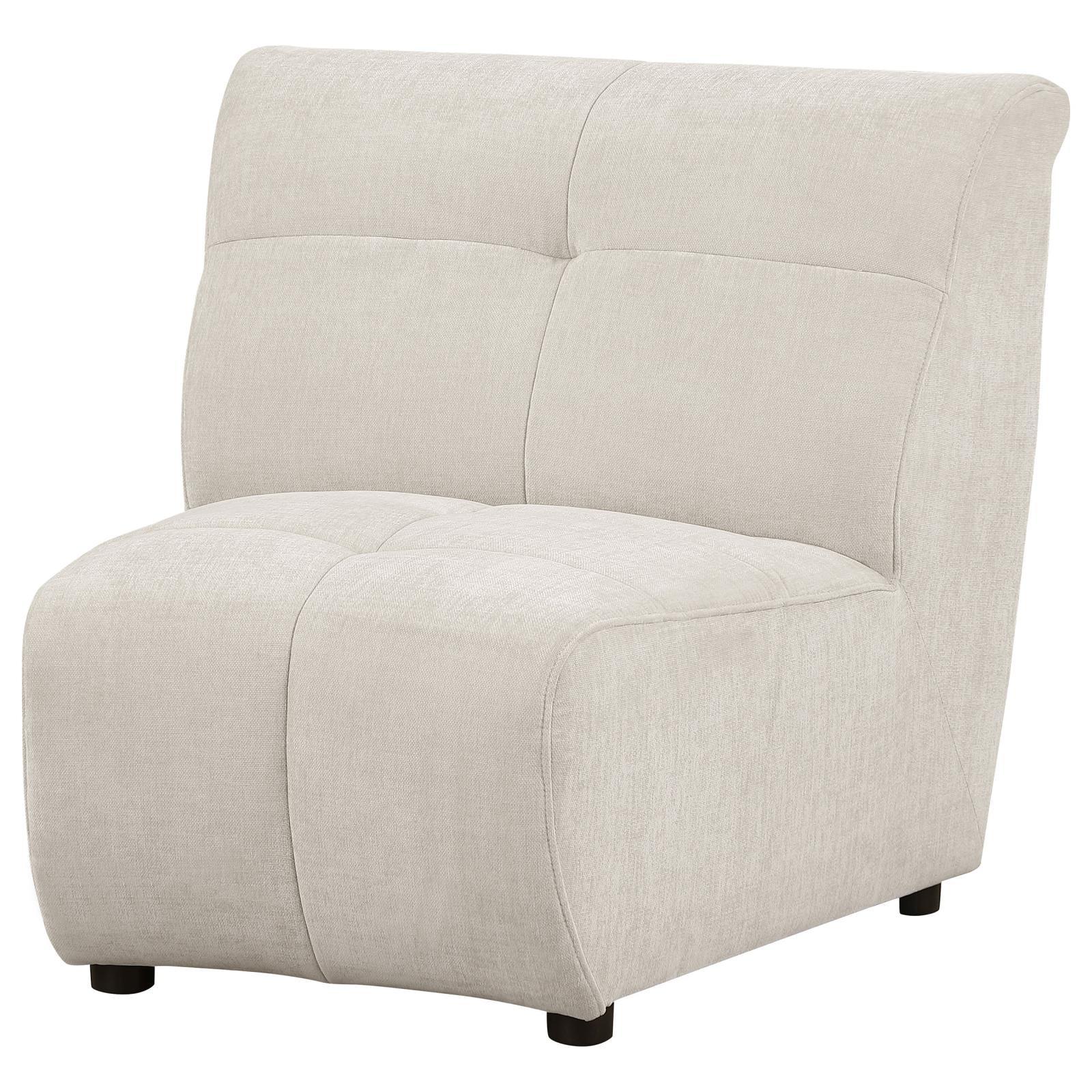 Charlotte Ivory Upholstered Curved Armless Chair - Image 3