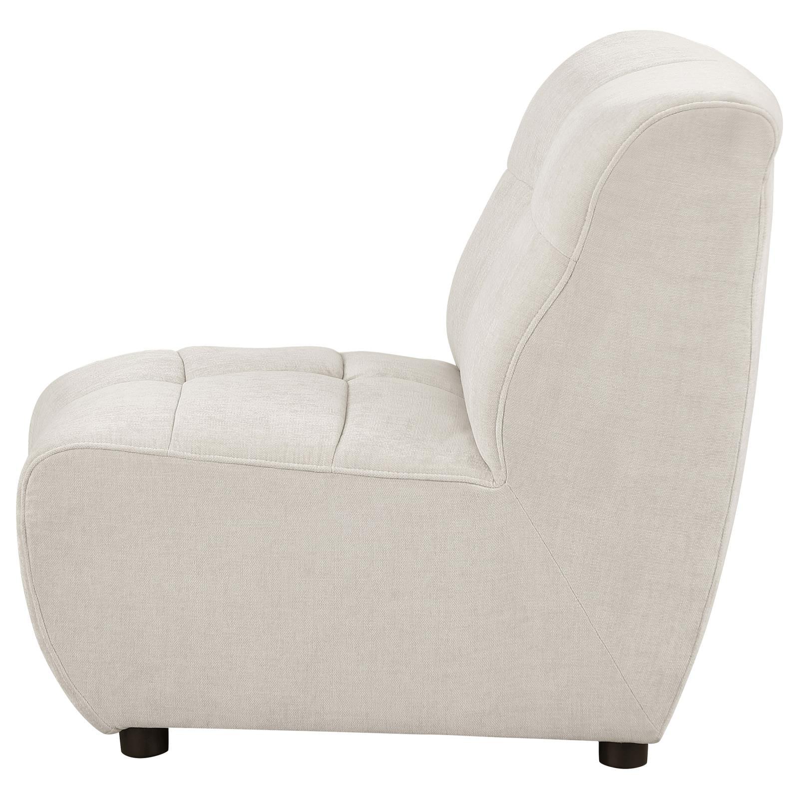 Charlotte Ivory Upholstered Curved Armless Chair - Image 4