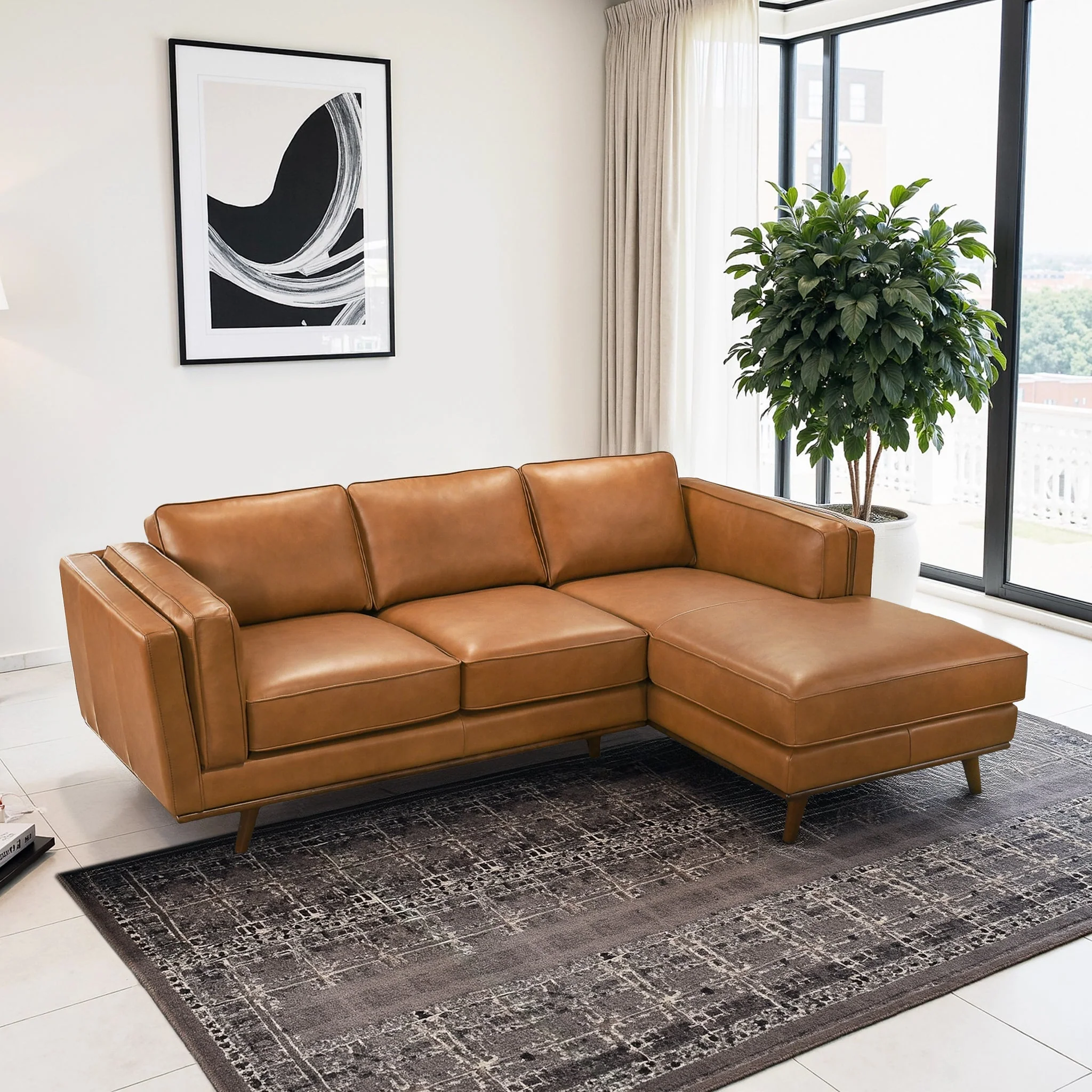 Chase Genuine Leather Sectional Right Facing - Image 4