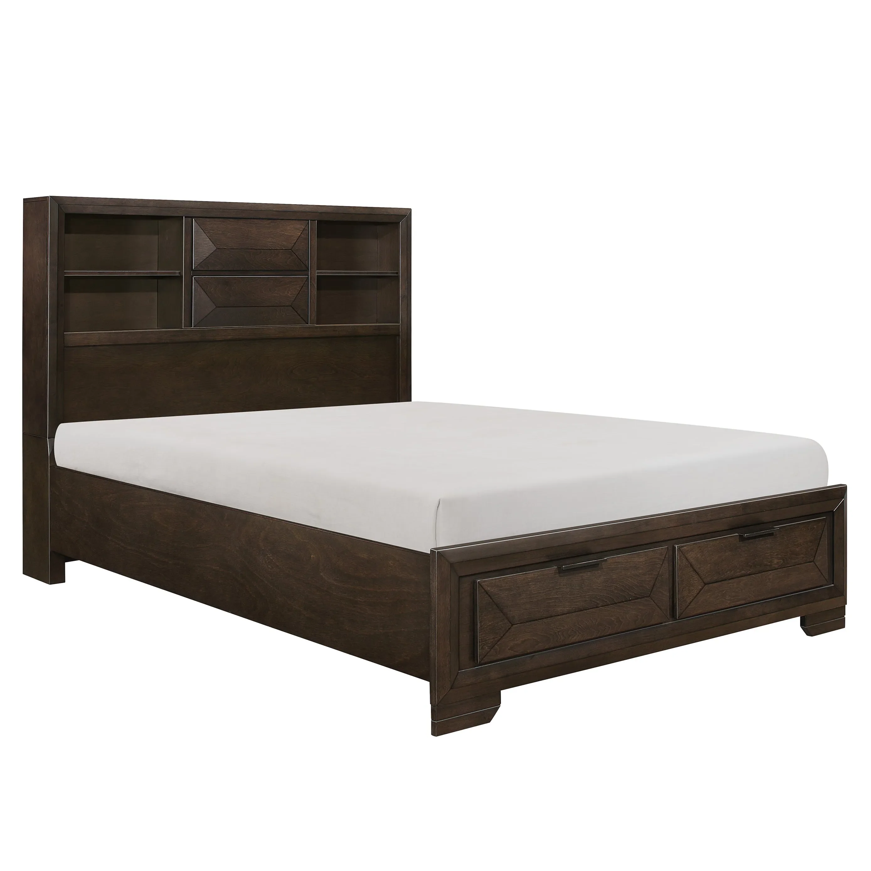 Chesky Warm Espresso King Bookcase Storage Platform Bed