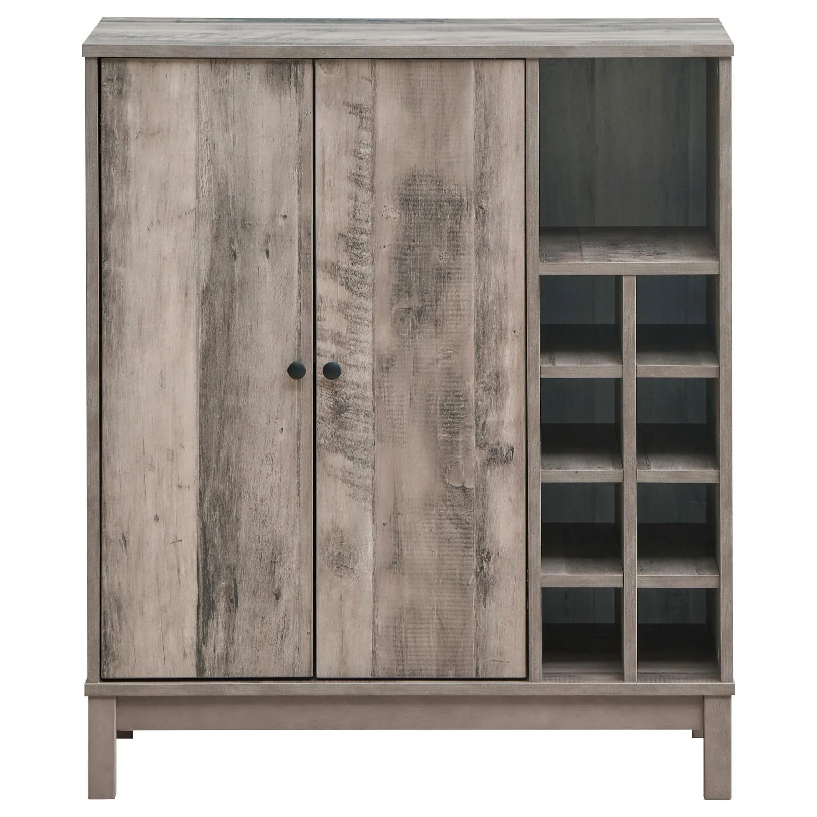 Cheyenne Weathered Acacia 2-Door Wine Cabinet with Stemware Rack - Image 4