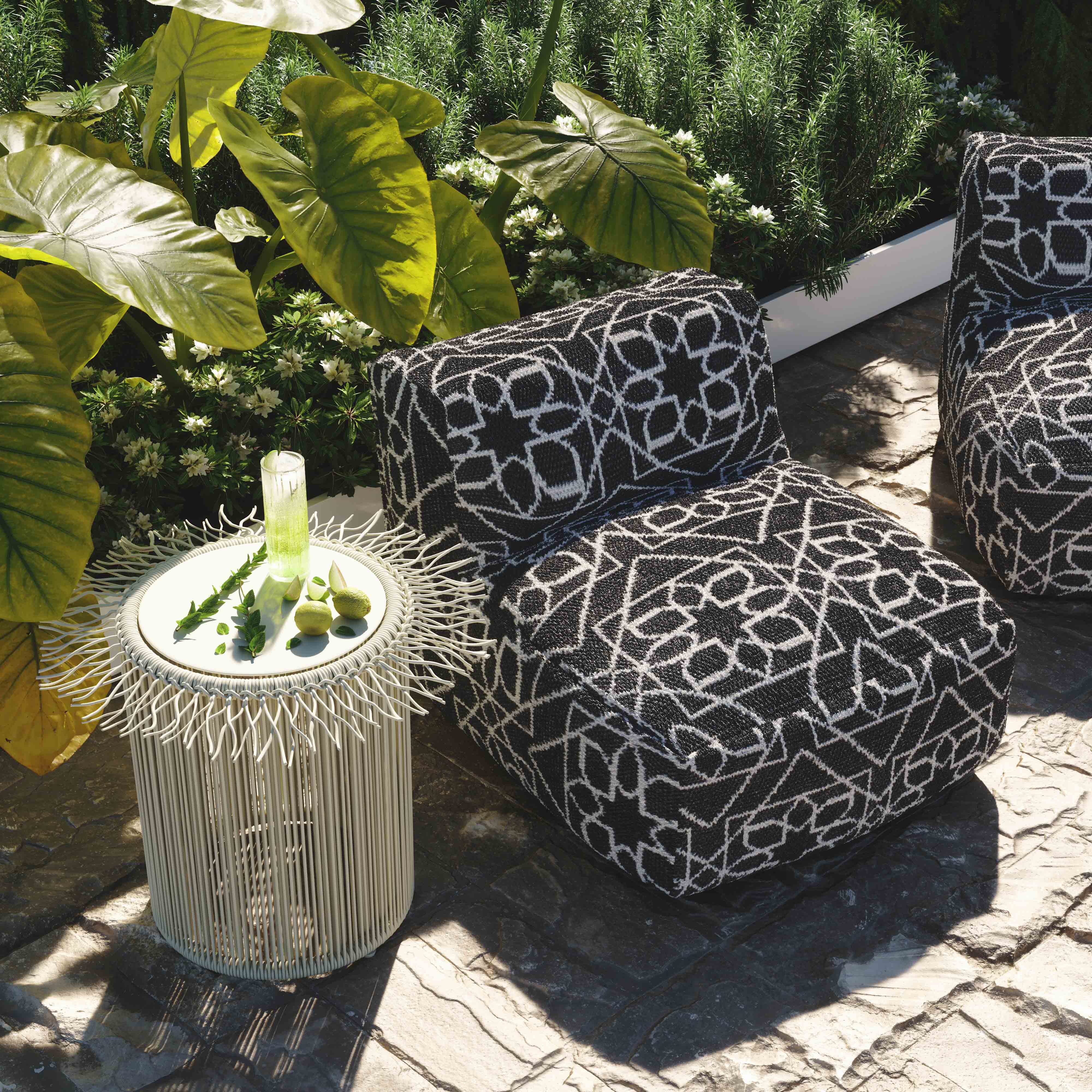 Chiara Indoor / Outdoor Black Accent Pouf - Image 2