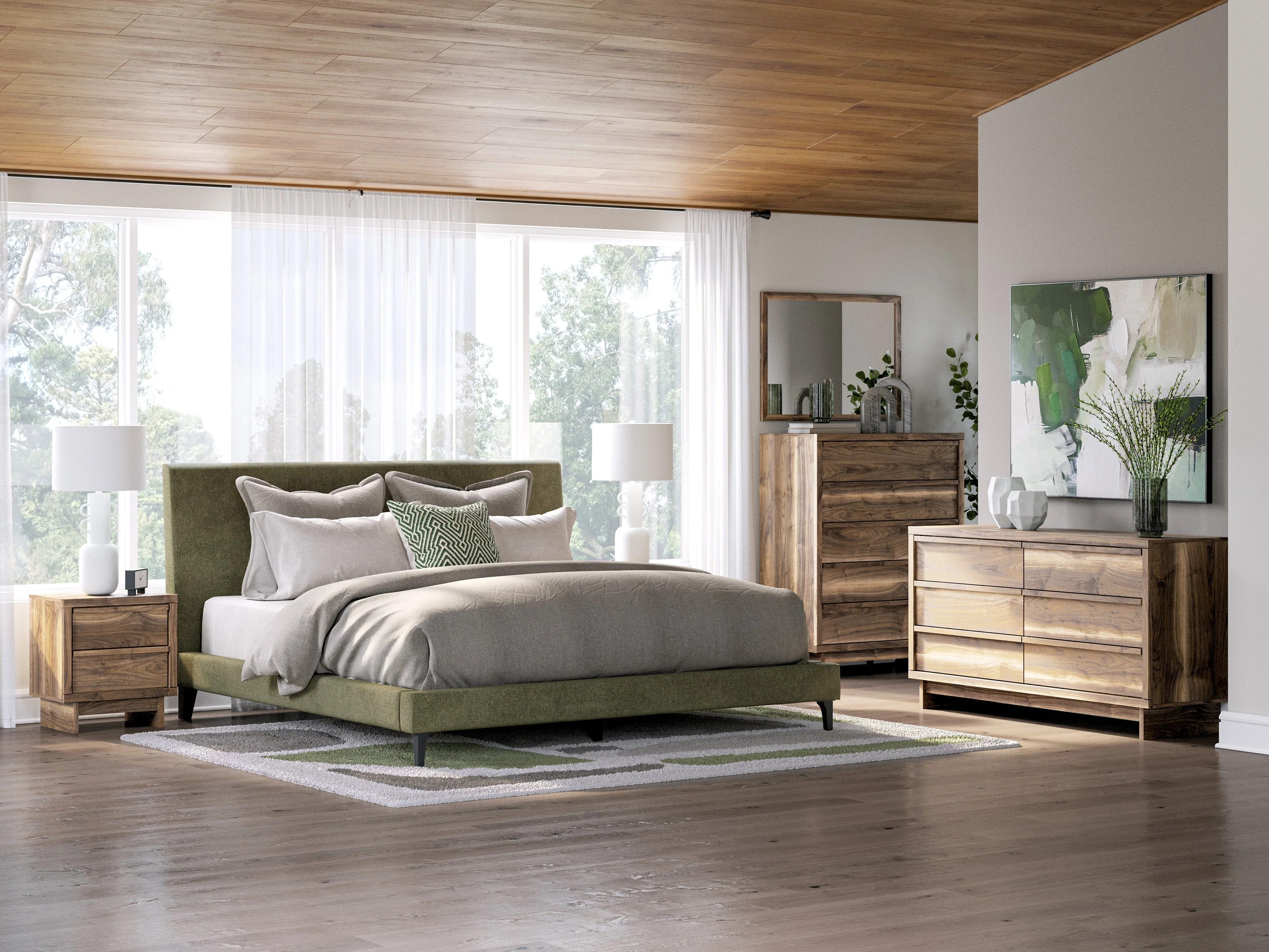 Chirason Sage Green Upholstered Bedroom Set - Image 24