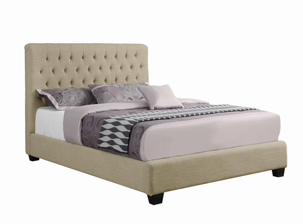 Chloe Oatmeal Tufted Upholstered Eastern King Bed - Image 2