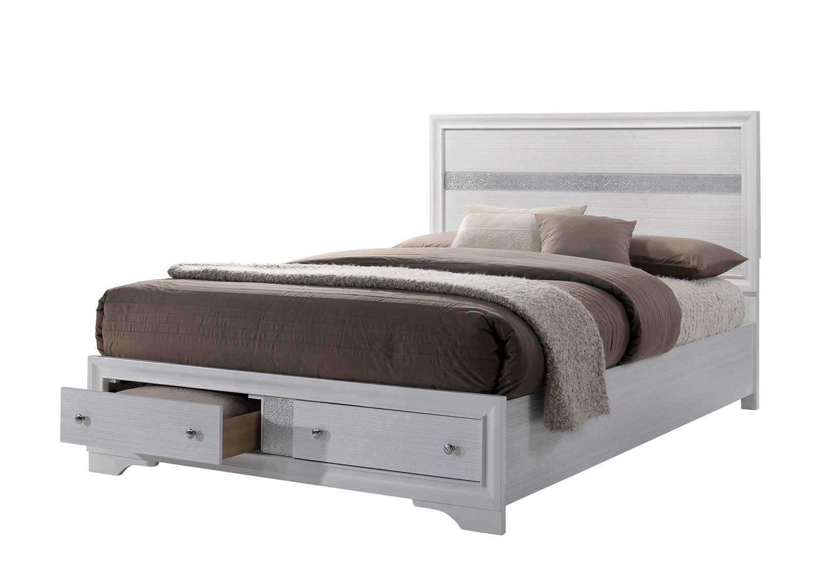 Chrissy White Queen Storage Platform Bed