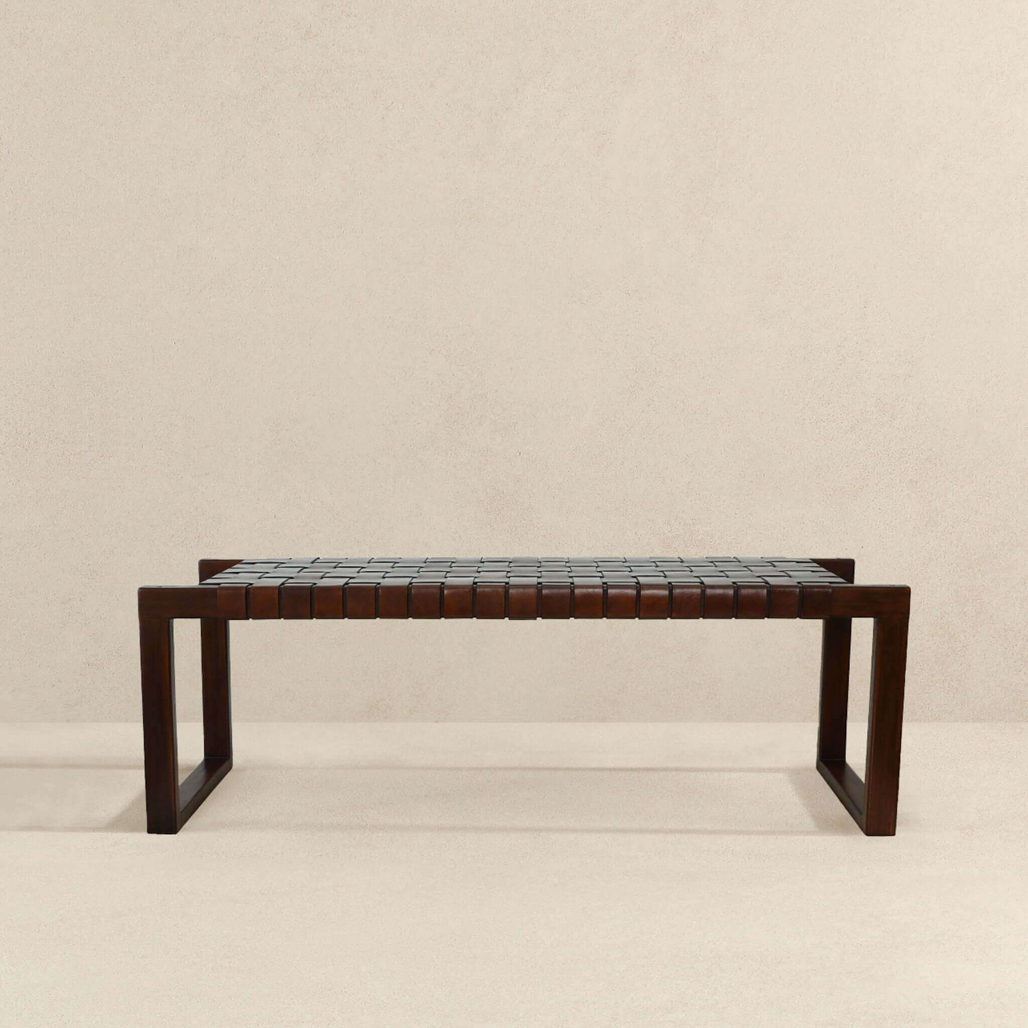 Christina Tan Leather Bench - Image 5