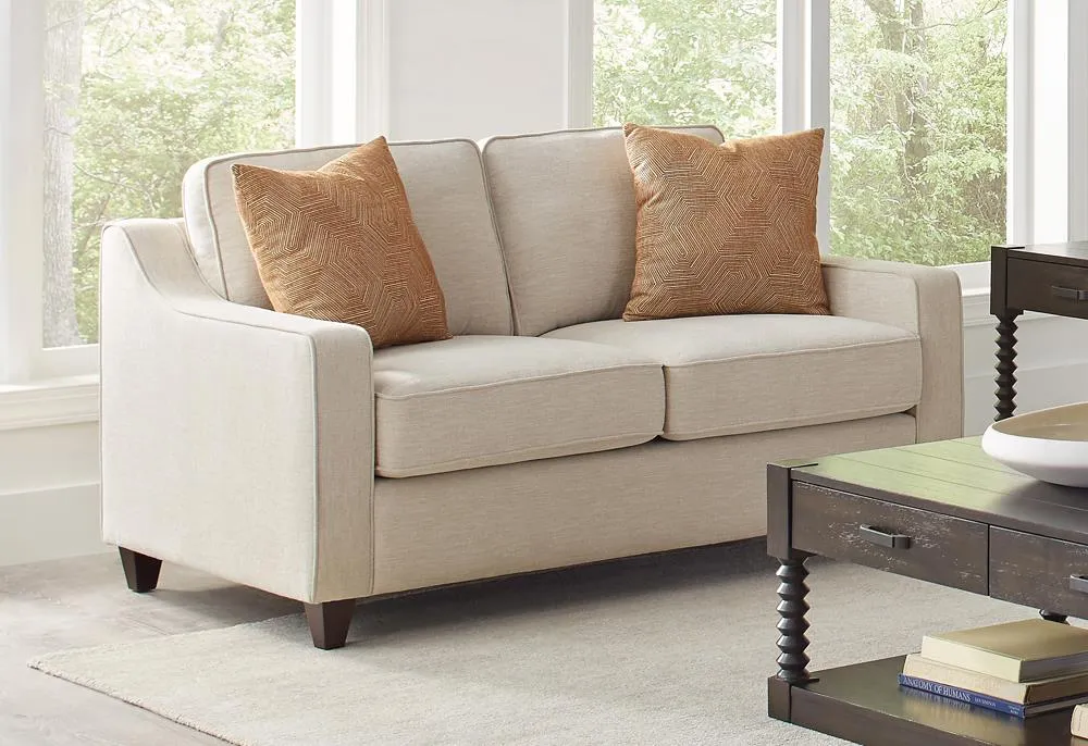 Christine Beige Upholstered Sloped Arm Living Room Set - Image 4