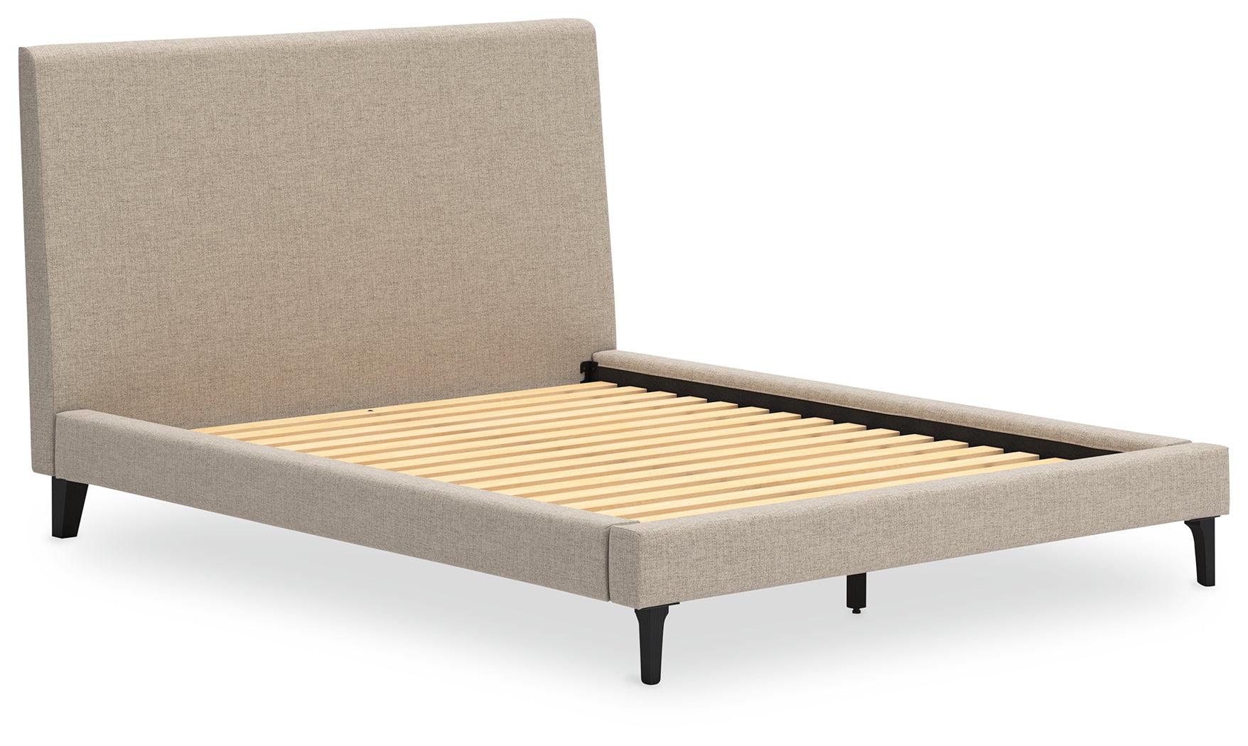 Cielden Soft Gray Queen Upholstered Platform Bed with Roll Slats - Image 2