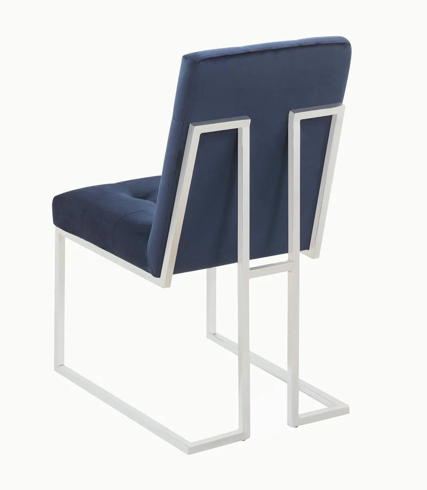 Cisco Ink Blue/Chrome Upholstered Dining Chairs, Set of 2 - Image 3