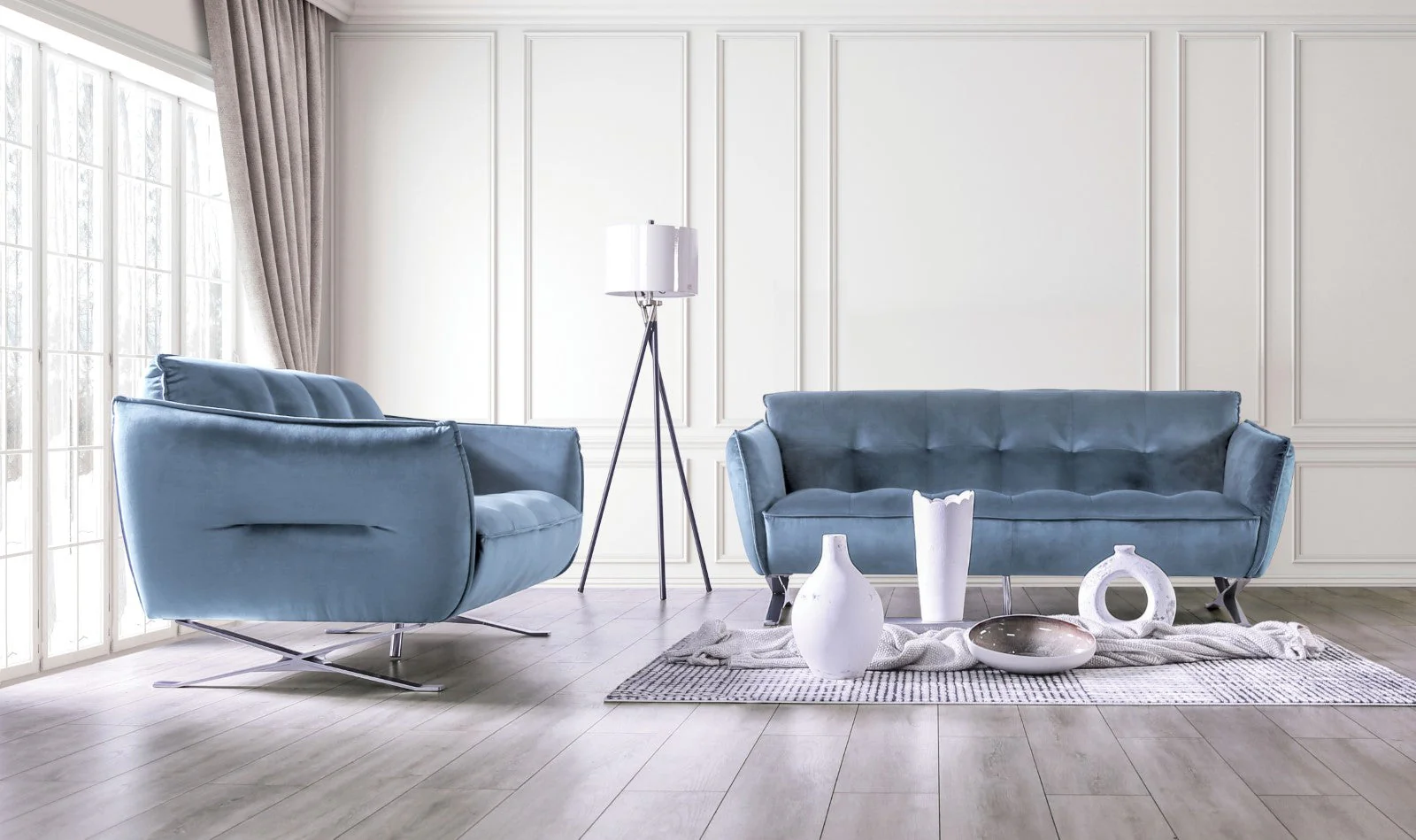Civellutino Light Blue Loveseat - Image 2