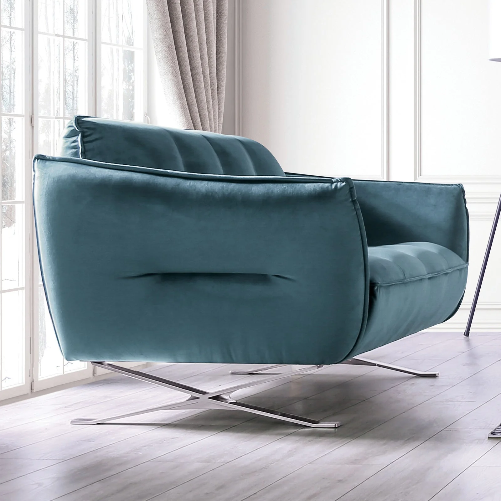 Civellutino Teal Upholstery Living Room Set - Image 3