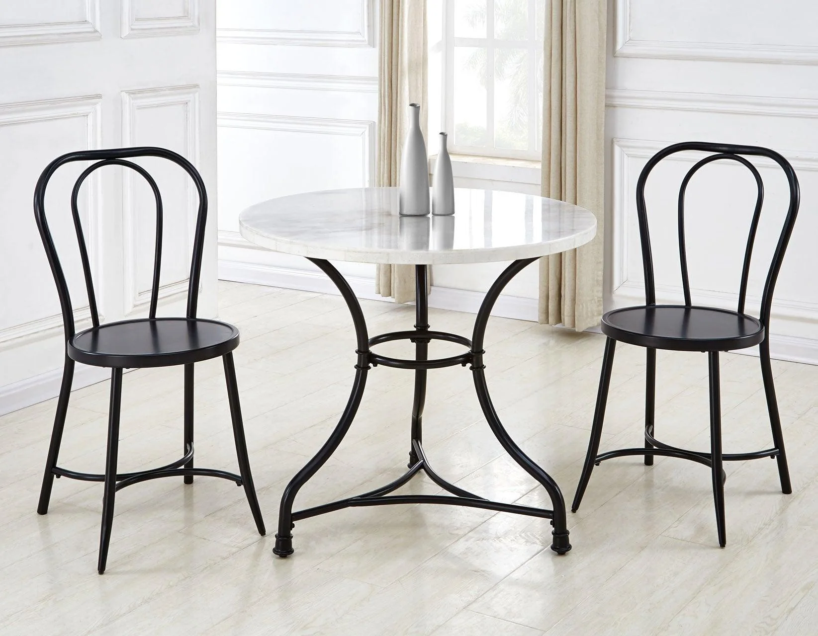 Claire 34 inch Round White Marble Top Bistro Table - Image 5