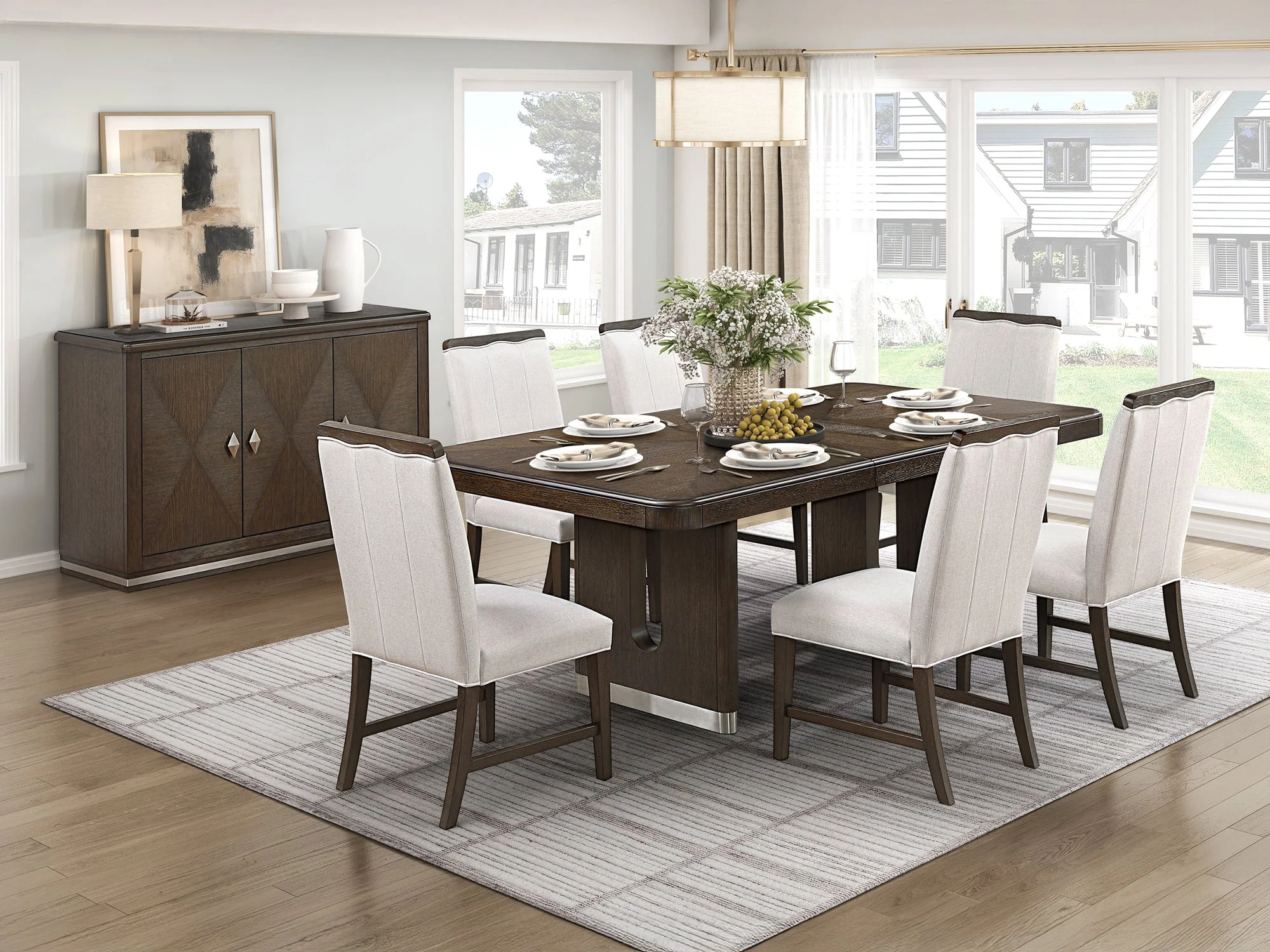 Clara Brown and Beige Wide Dining Chair (Set of 2) - Image 11